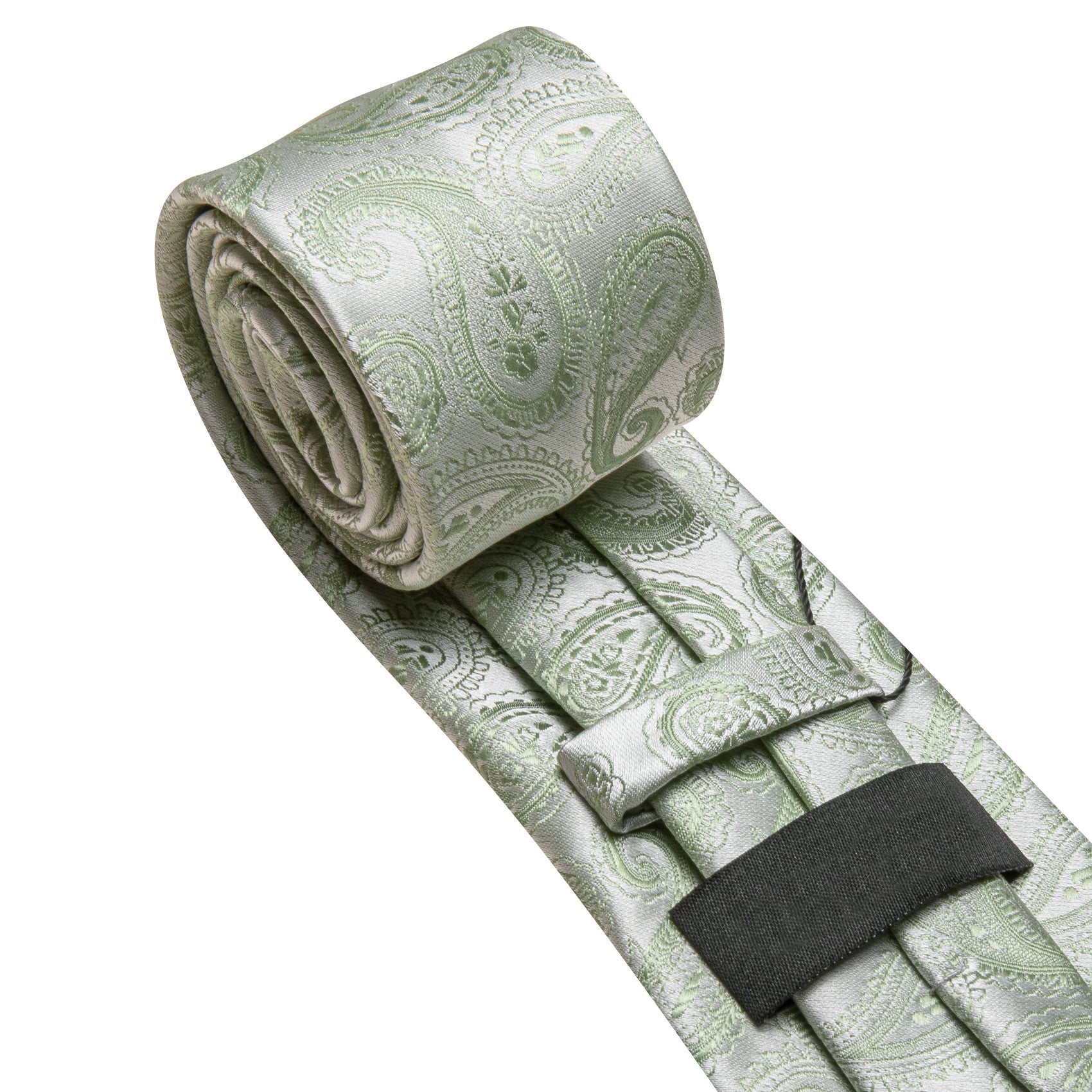Barry. Wang Sage Green Paisley Tie Silk Wedding Necktie Pocket Square Cufflinks Set