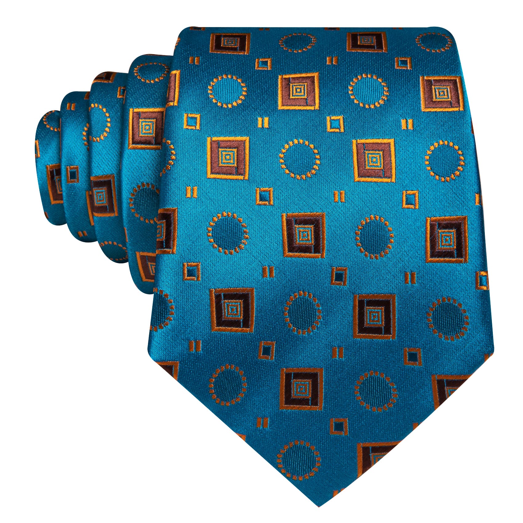 sky blue orange brown black necktie set for men 