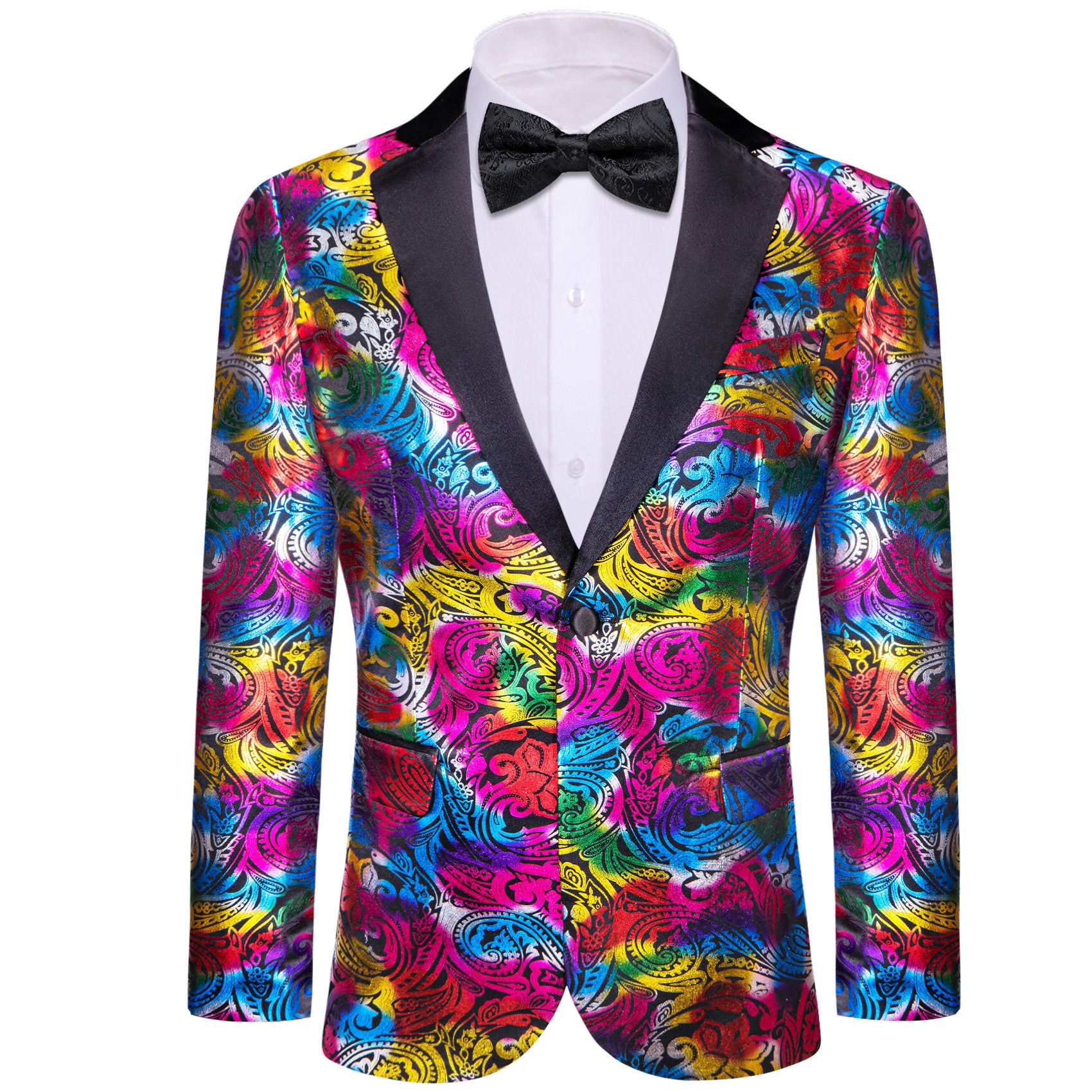 Barry. Wang Vintage Mens Floral Colorful Suit One Button Dress Notched Collar Blazer Wedding