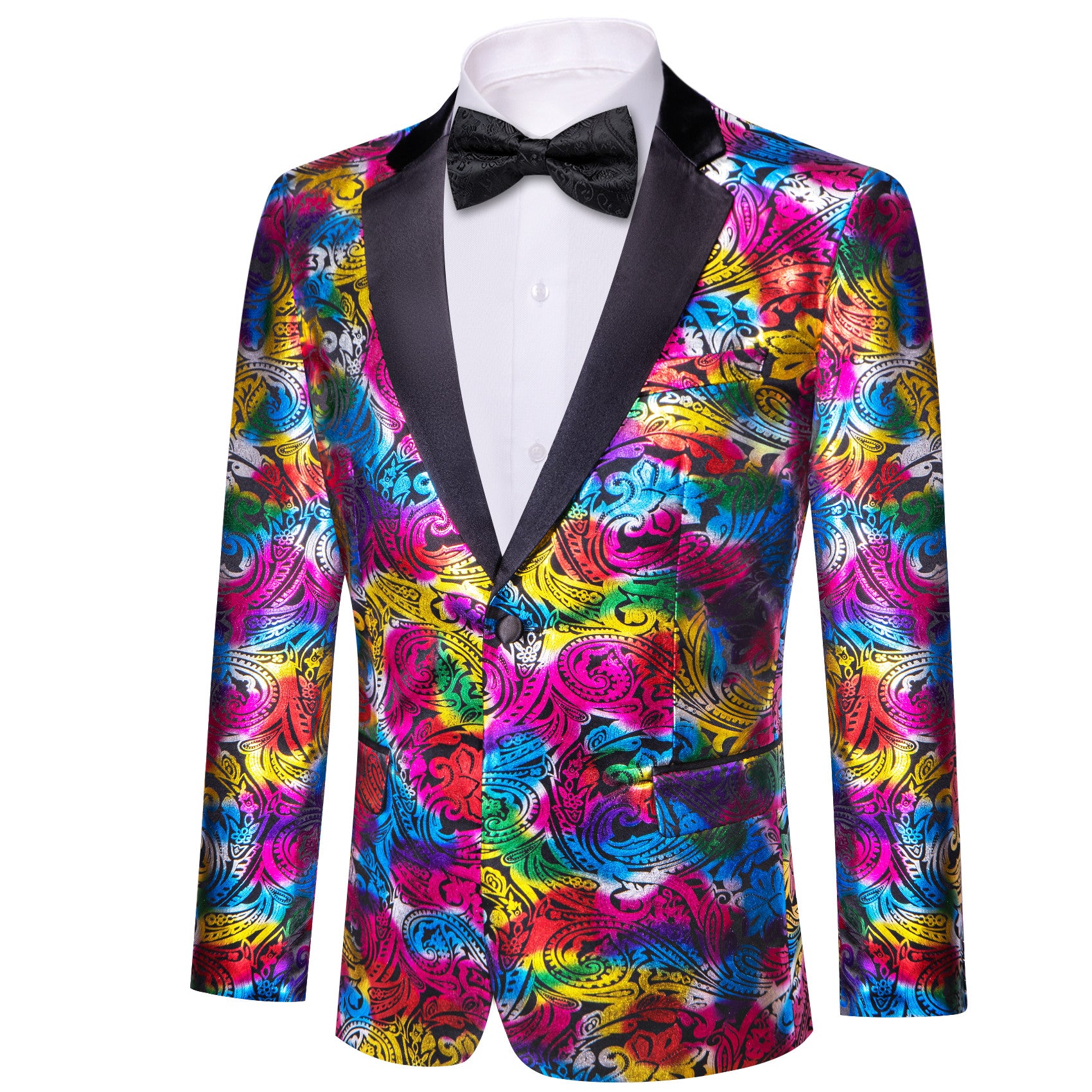 Barry. Wang Vintage Mens Floral Colorful Suit One Button Dress Notched Collar Blazer Wedding