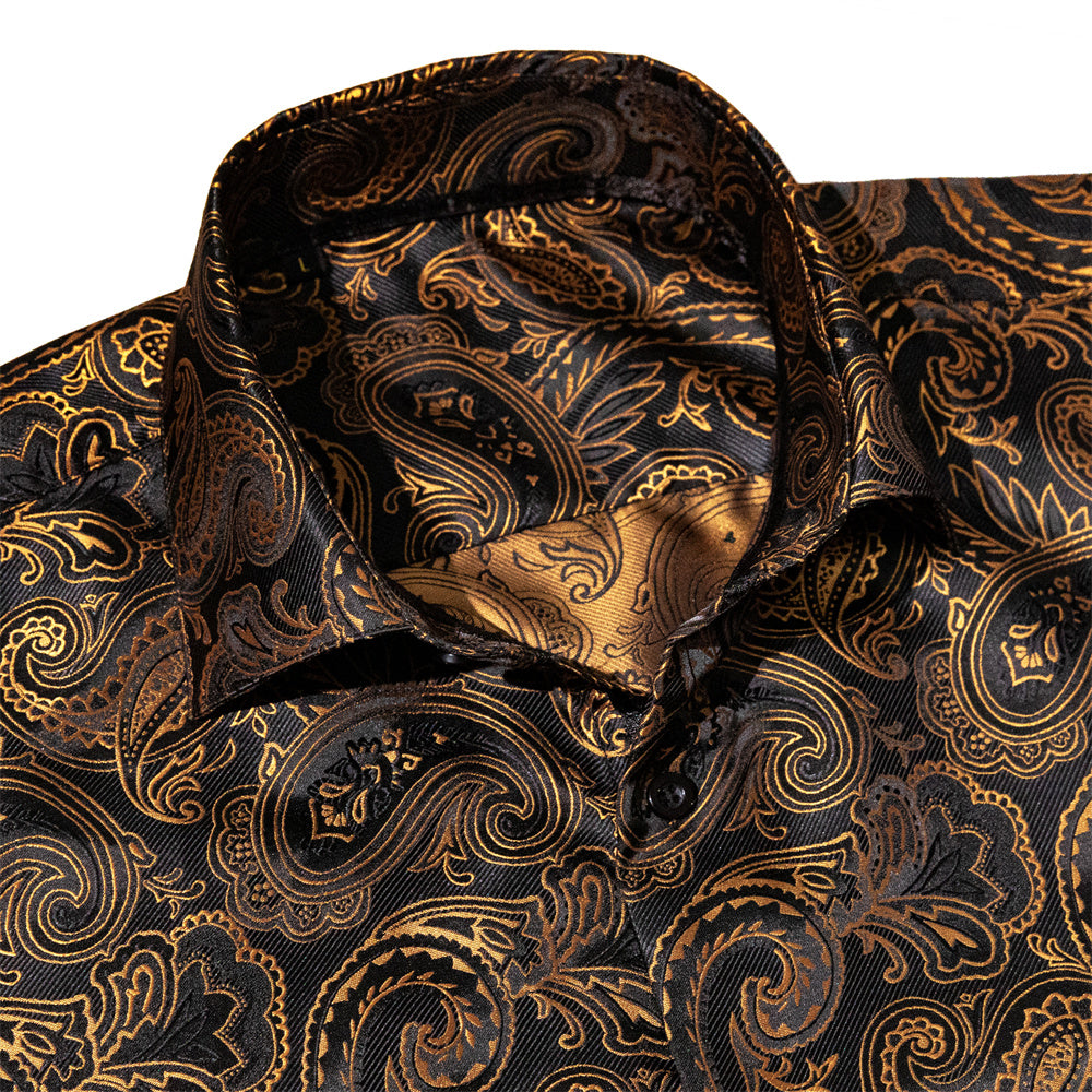 Barry.Wang 2pcs Mens Dress Shirts Paisley Silk Long Sleeve Shirt – Barry. Wang Barry.Wang 2pcs Mens Dress Shirts Paisley Silk Long Sleeve Shirt – Barry. Wang