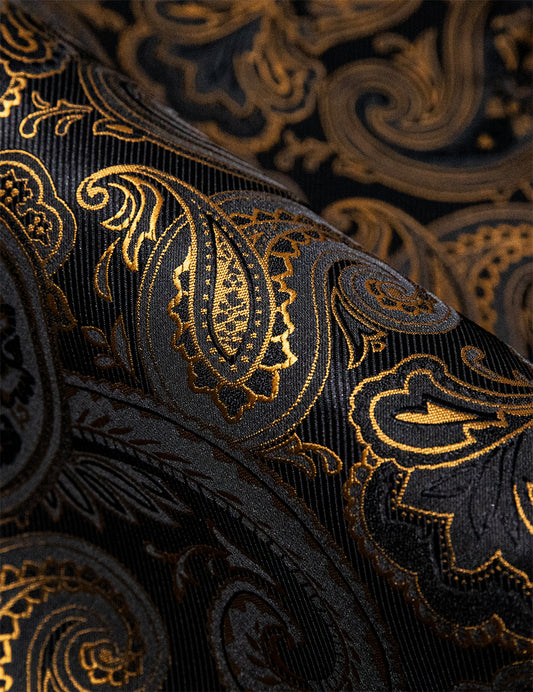 Barry. Wang Gold Casual Shirt for Men Paisley Long Sleeve Button Down Shirt