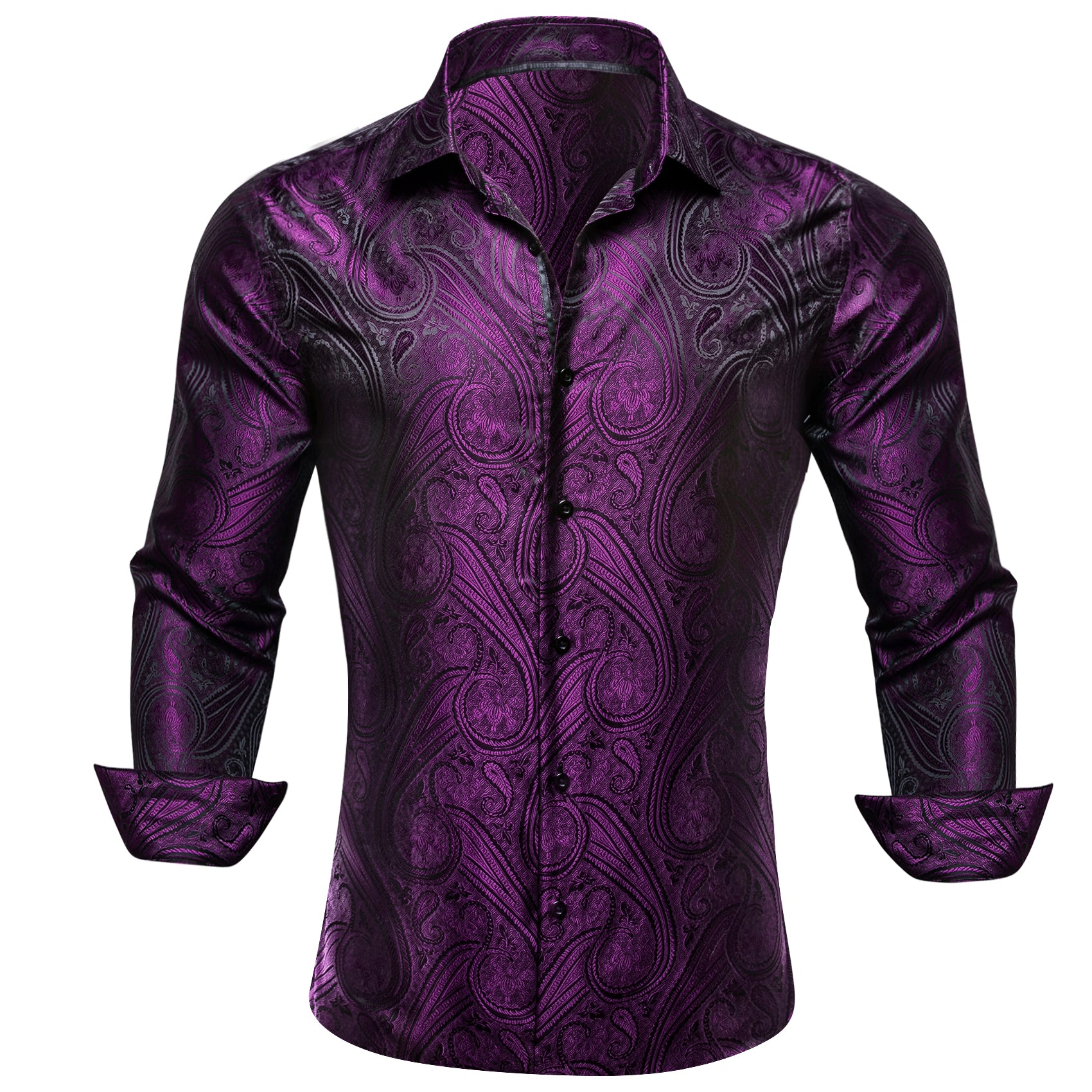 Barry. Wang Mens Purple Dress Shirt Paisley Silk Long Sleeve Button Down Shirt Formal, M Barry. Wang Mens Purple Dress Shirt Paisley Silk Long Sleeve Button Down Shirt Formal, M
