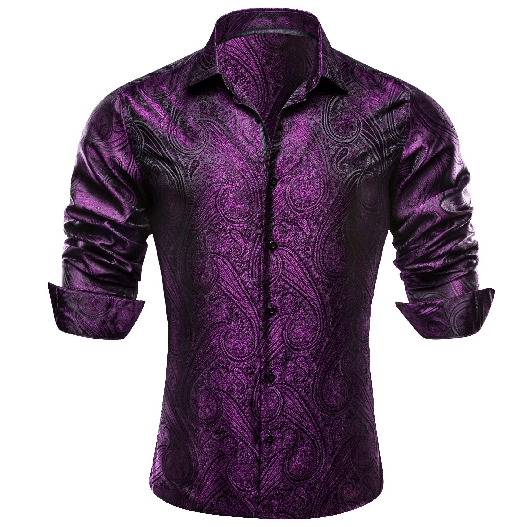 Barry. Wang Mens Purple Paisley Dress Shirt Jacquard Casual Long Sleeve Shirt, M Barry. Wang Mens Purple Paisley Dress Shirt Jacquard Casual Long Sleeve Shirt, M