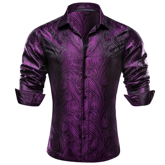men's premium dress shirts purple fitted shirt