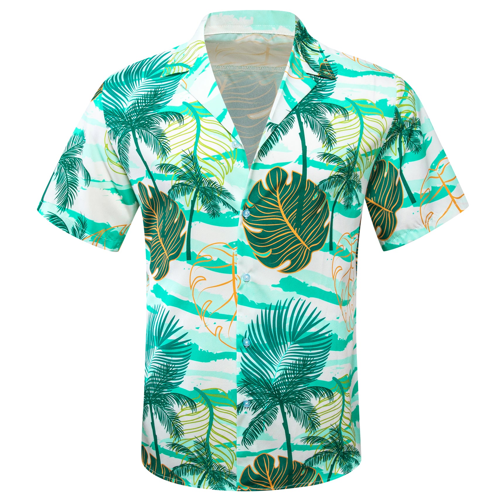 Mens Green Floral Pattern Short Sleeves Summer Hawaii Shirt green shirt.