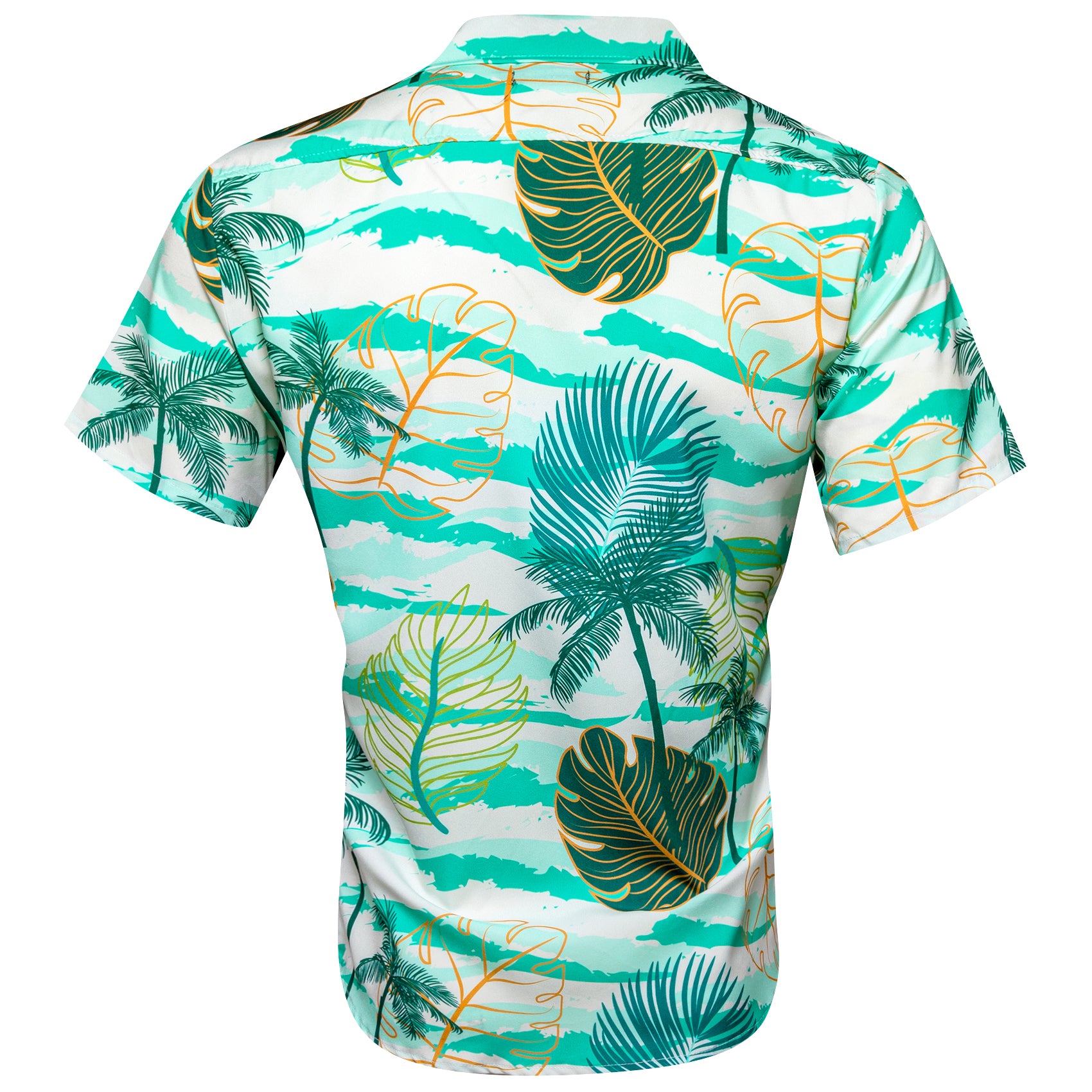 Men's Green Floral Pattern Short Sleeves Summer Hawaii Shirt
