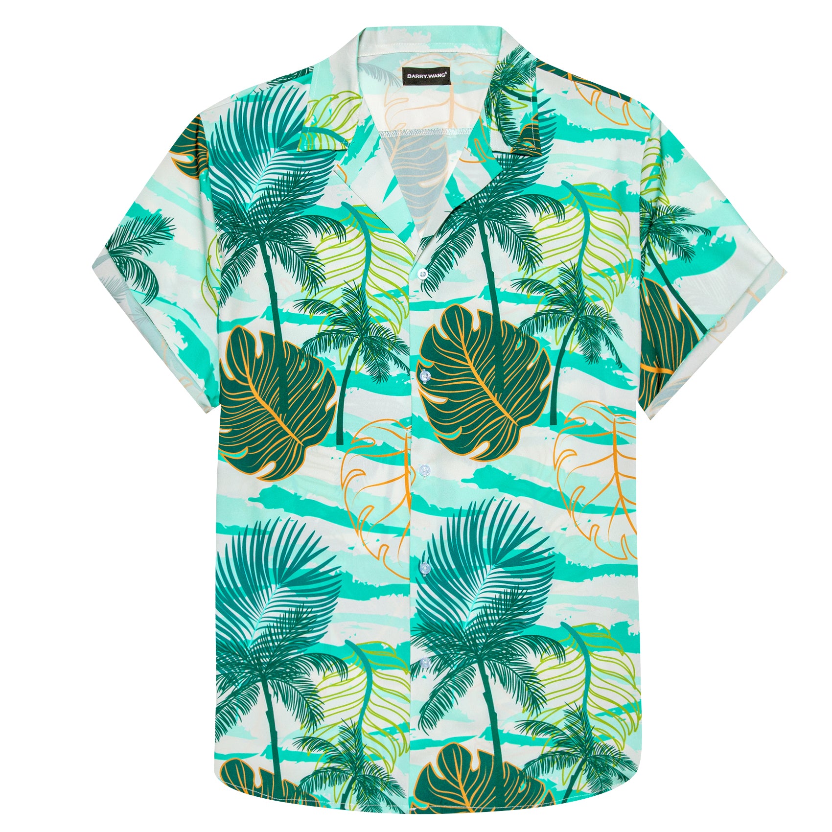 Mens Green Floral Pattern Short Sleeves Summer Hawaii Shirt green floral button down shirt
