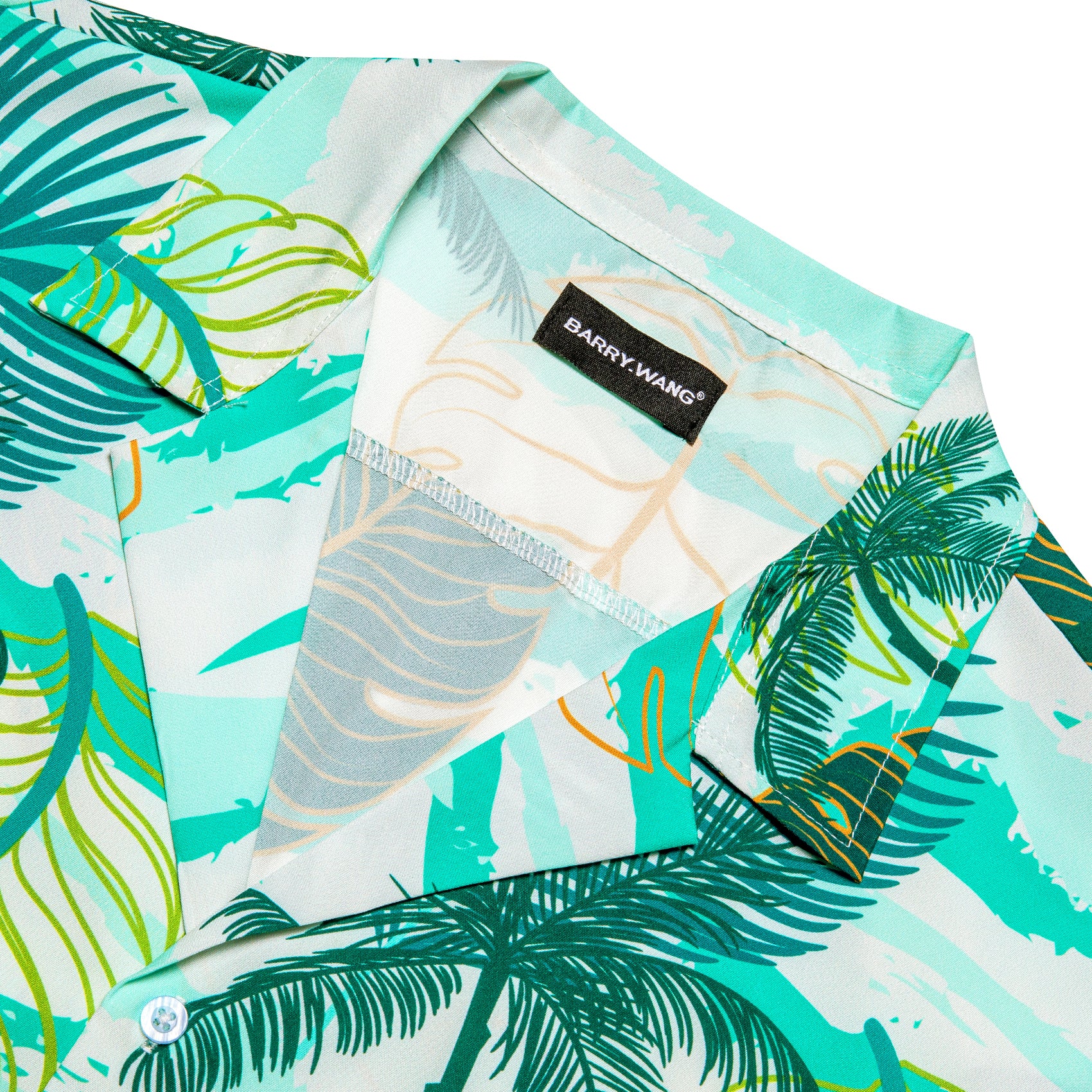 Men's Green Floral Pattern Short Sleeves Summer Hawaii Shirt