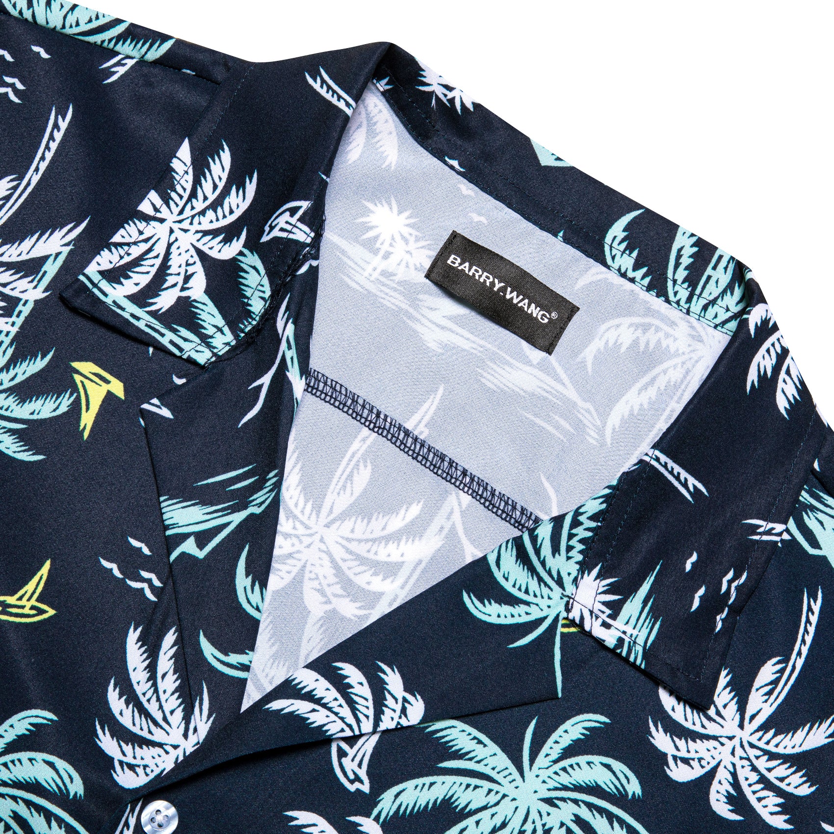 Barry Wang Mens Shirt Men's Oriental Blue White Summer Hawaii Shirt
