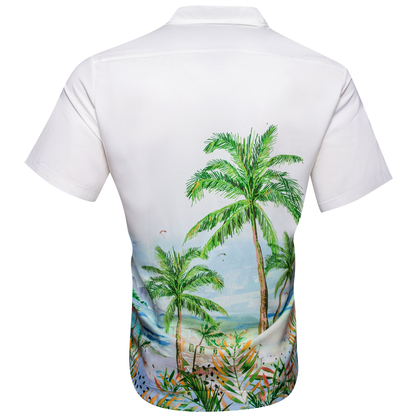Barry Wang Hawaiian Shirts Beach Coconut Trees mens short sleeve shirt