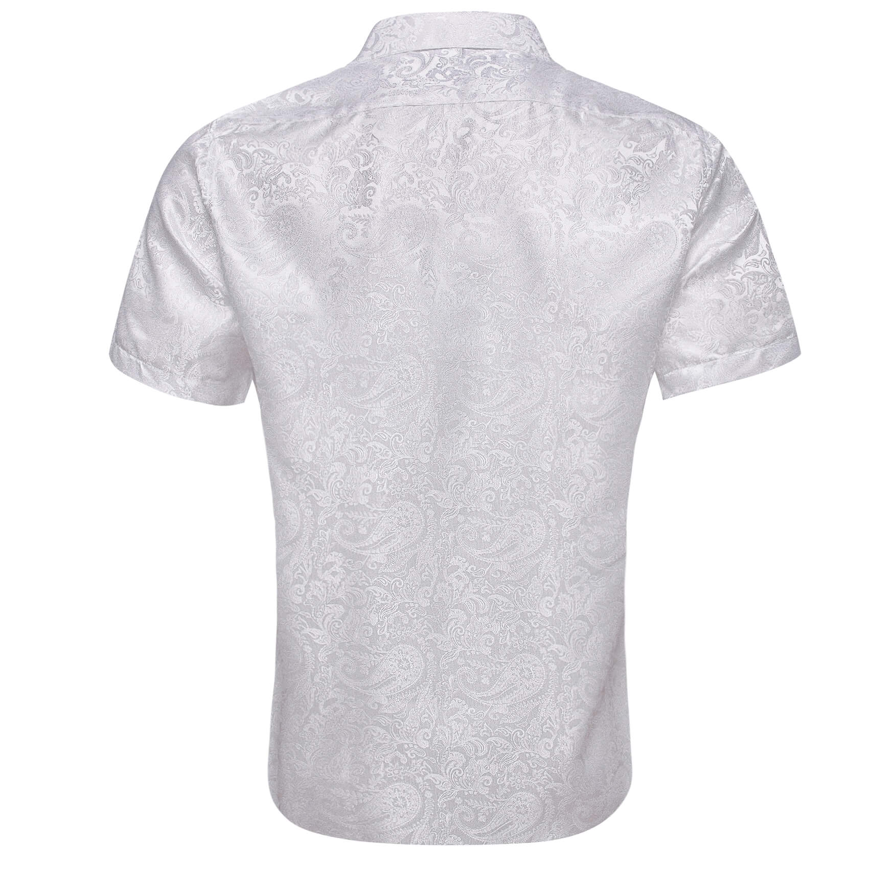  Short Sleeve Shirt Jacquard Paisley White Shirt
