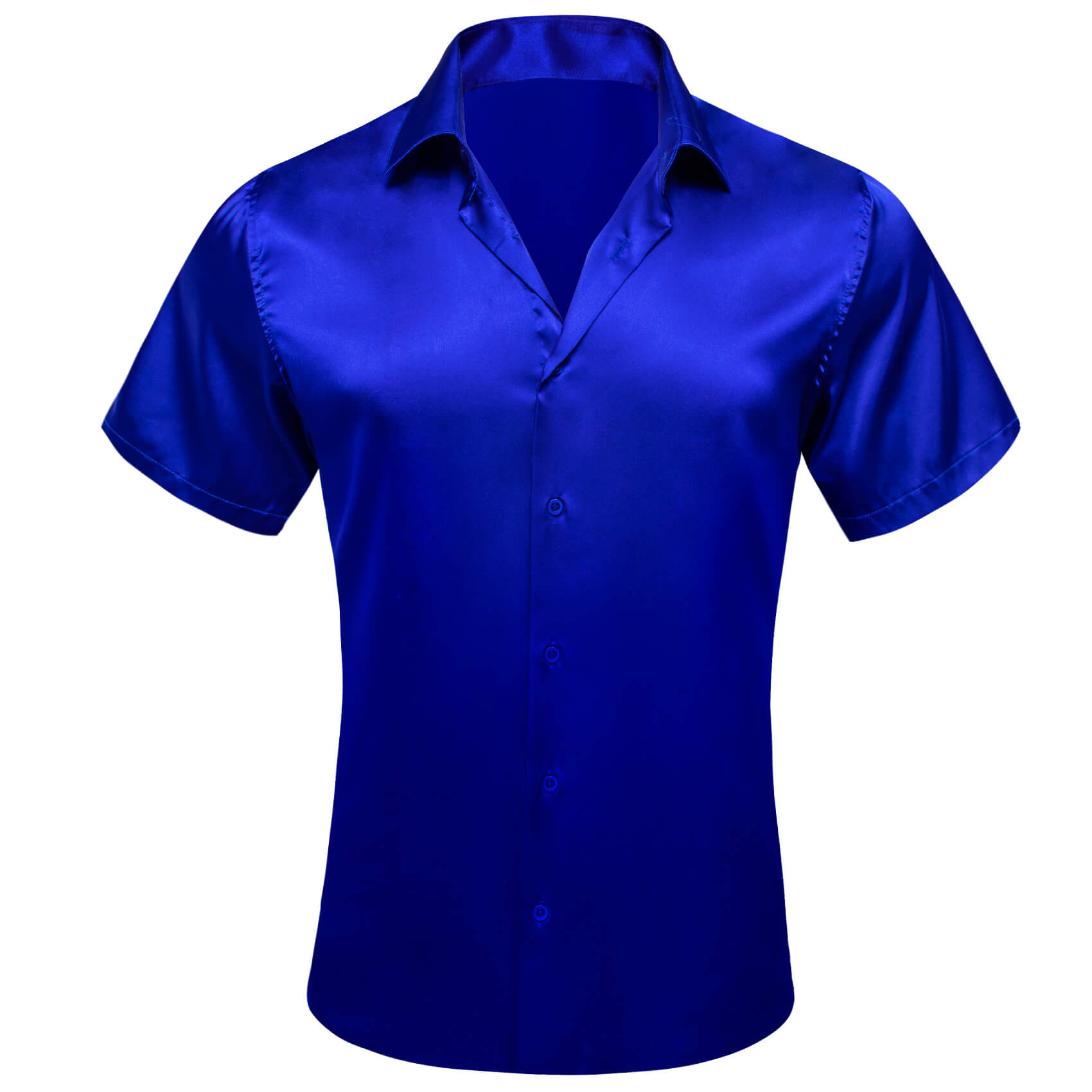 Barry Wang Short Sleeve Shirt Solid Blue Shirt