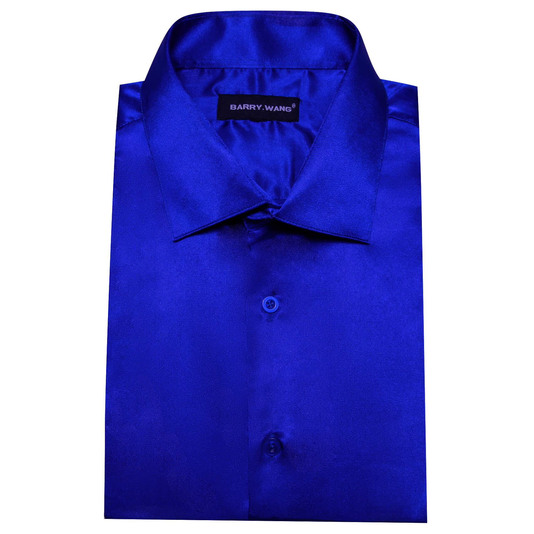 Barry Wang Short Sleeve Shirt Solid Blue Shirt