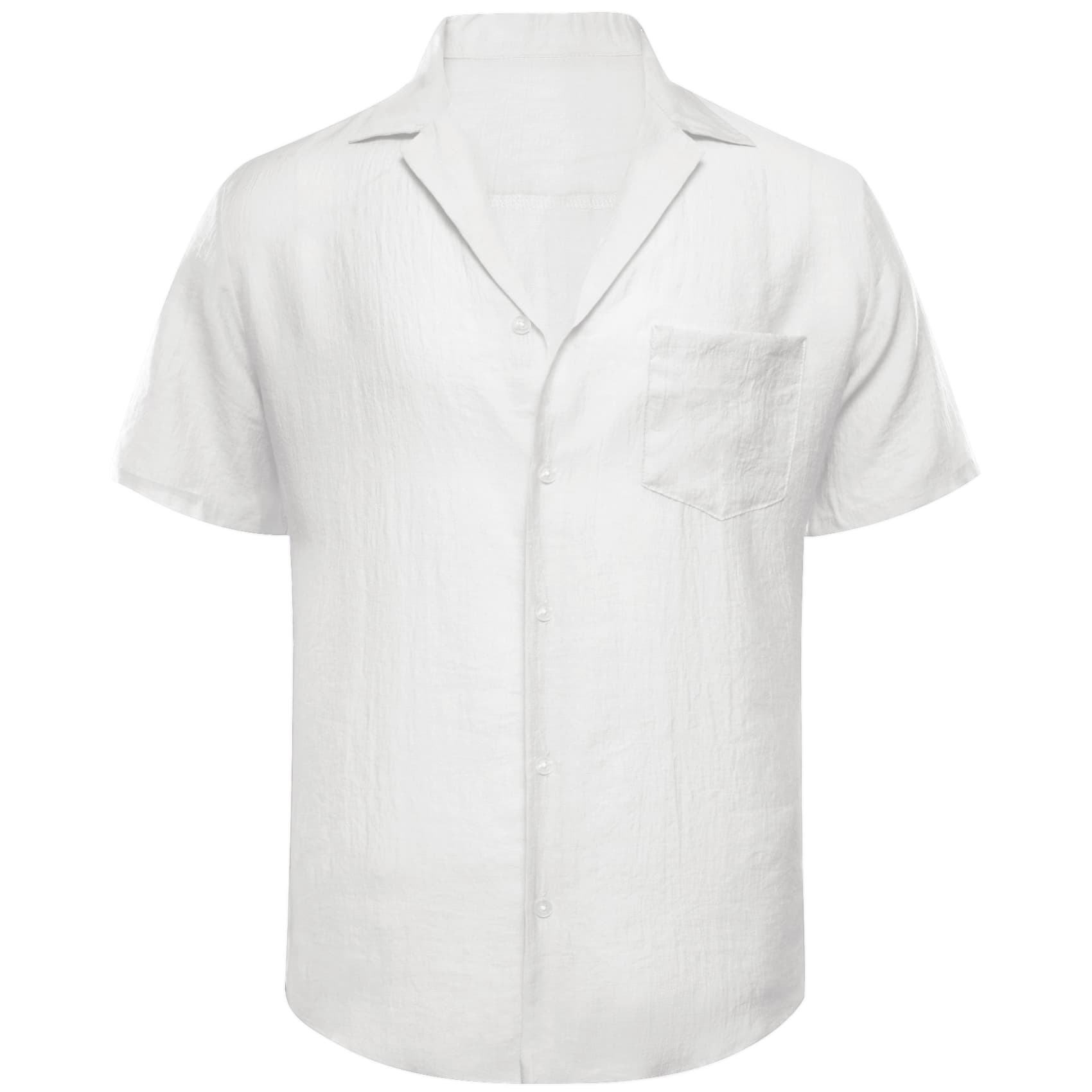 short sleeve button up white solid shirt