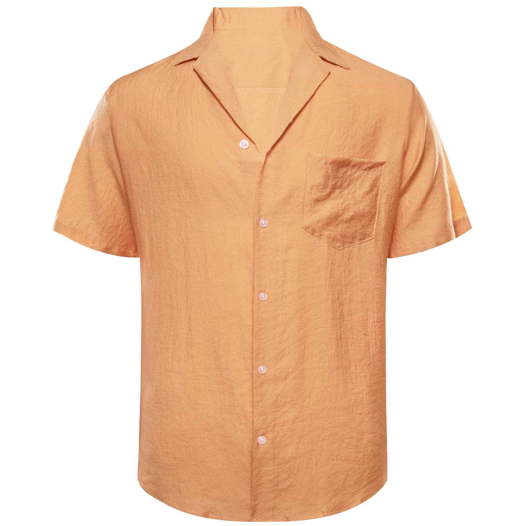 Light orange men's satin shirt short sleeve