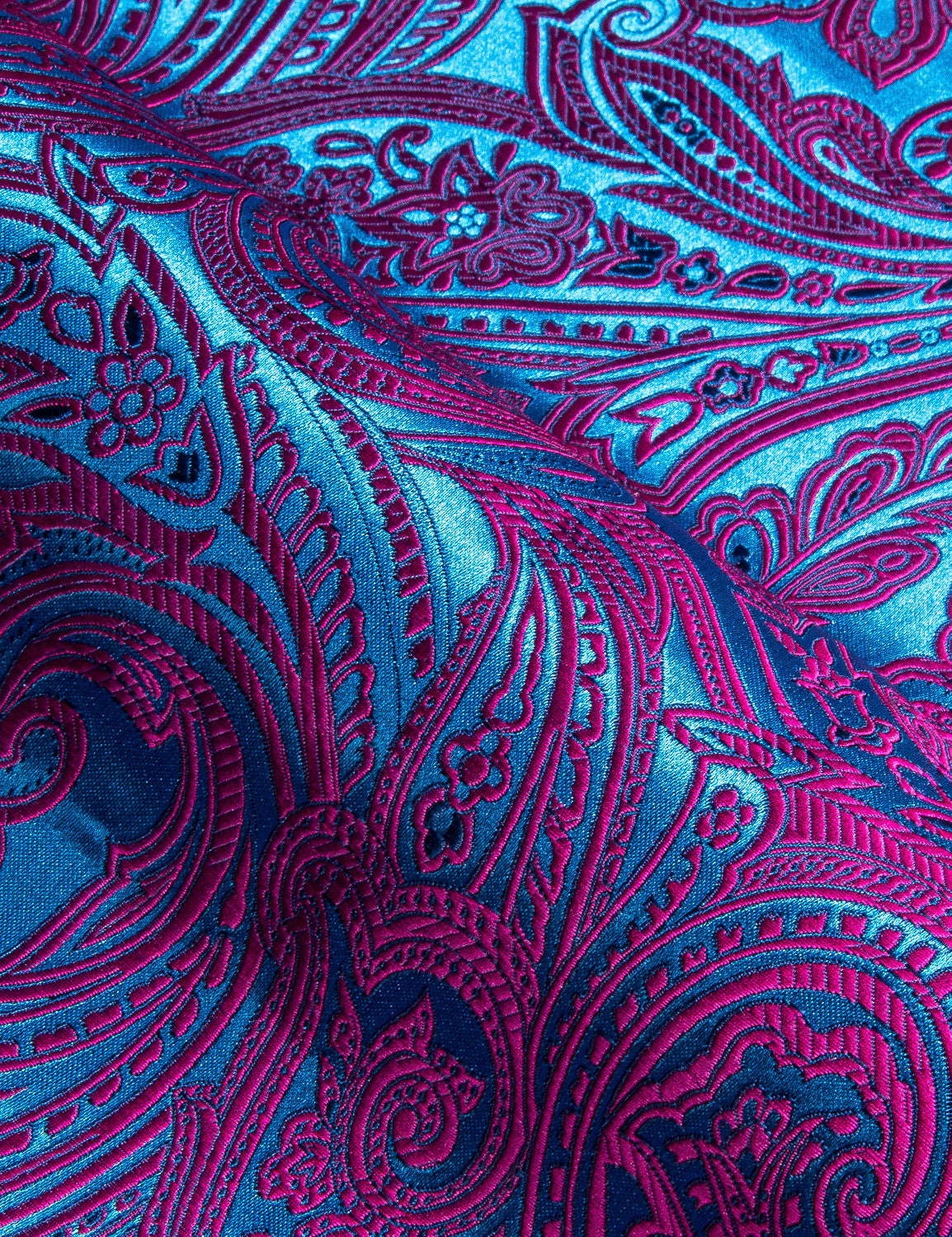 Barry. Wang Purple Blue Paisley Silk Short Sleeve Daily Slim Fit Men's Shirt