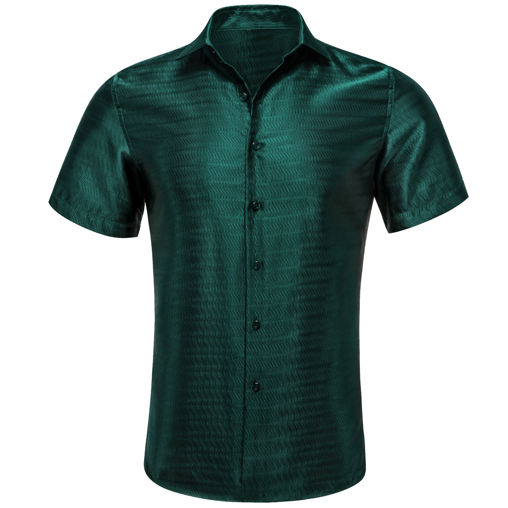 Barry.wang Summer Green Solid Short Sleeves Shirt