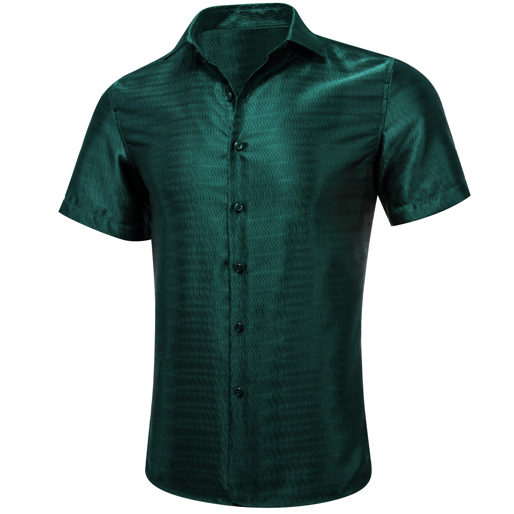 Barry.wang Summer Green Solid Short Sleeves Shirt