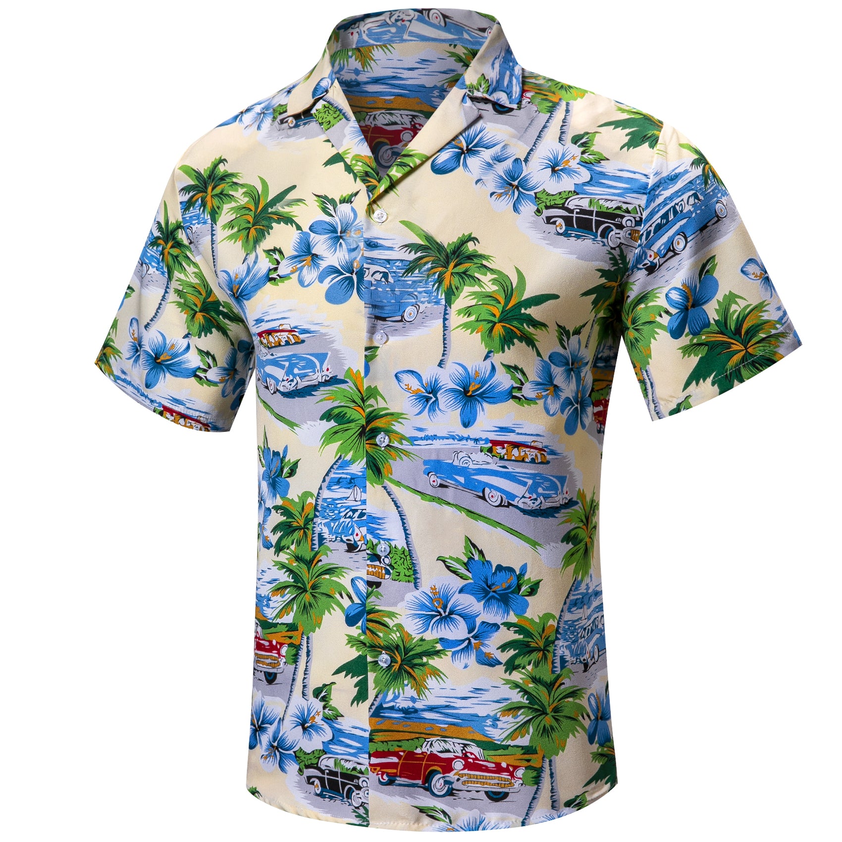 Barry.wang Pale Green Seaside Floral Short Sleeves Shirt