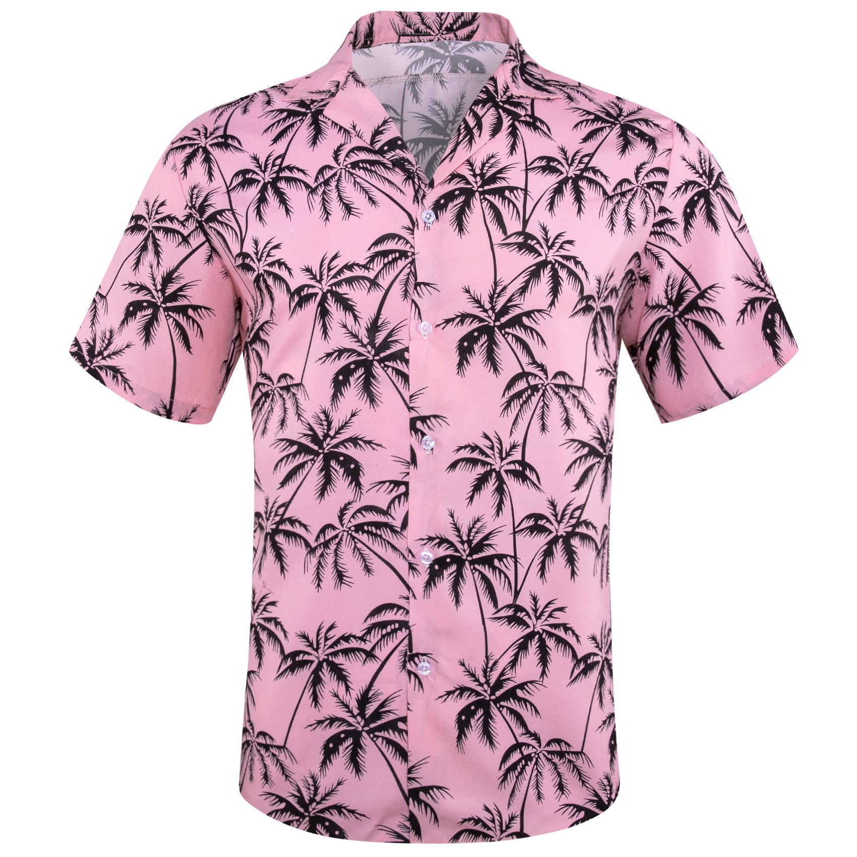 Barry. Wang Pink Black Coconut Tree Short Sleeves Shirt