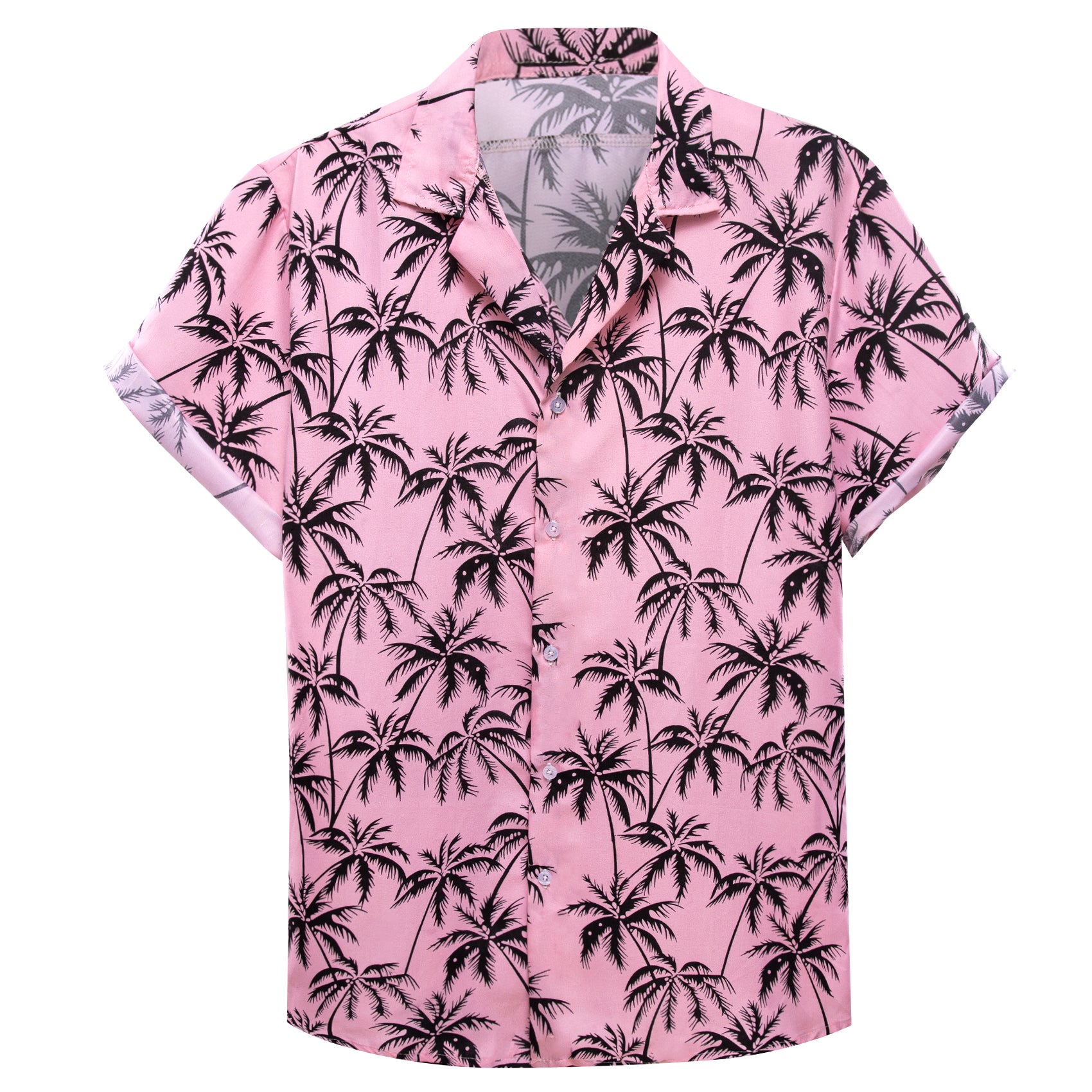 Barry. Wang Pink Black Coconut Tree Short Sleeves Shirt