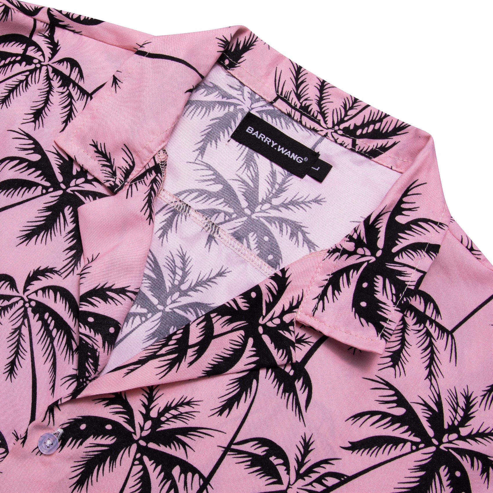 Barry. Wang Pink Black Coconut Tree Short Sleeves Shirt