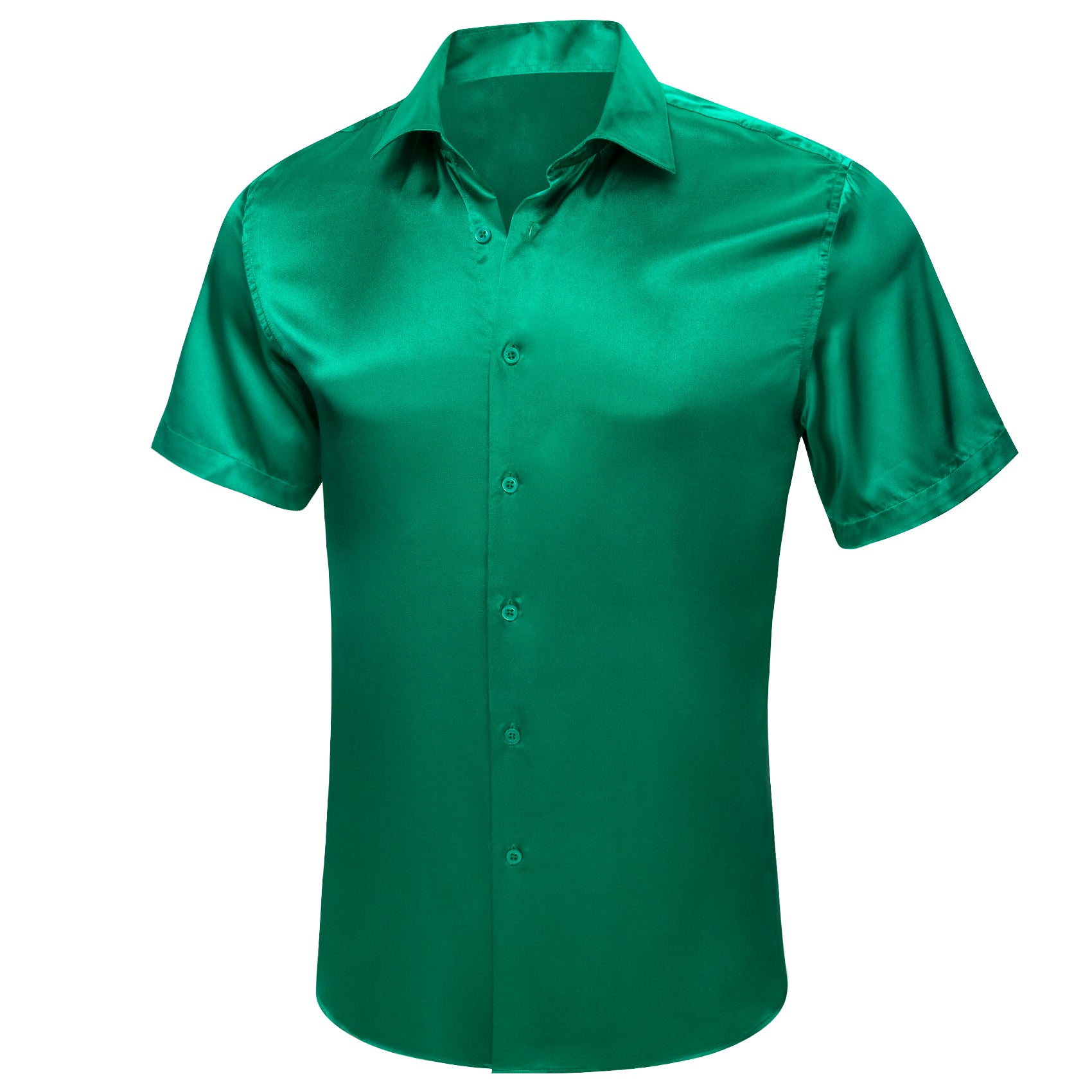 Barry.wang Green Solid Short Sleeves Shirt