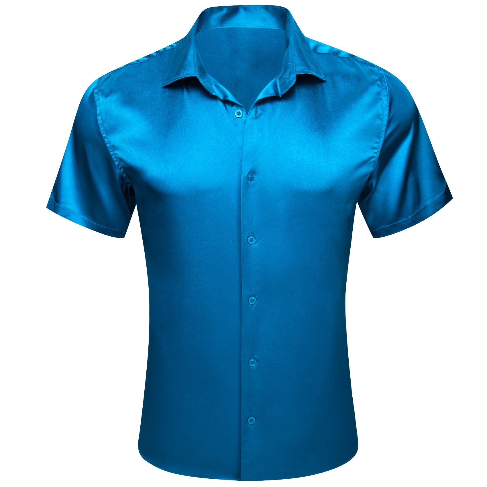 Barry.wang Sky Blue Solid Short Sleeves Shirt