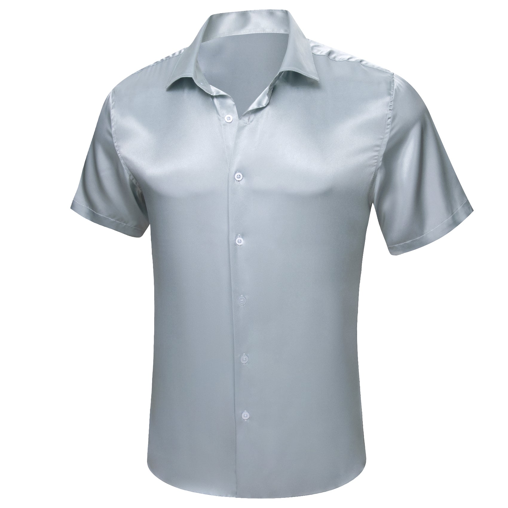 Barry.wang Silver Solid Short Sleeves Shirt