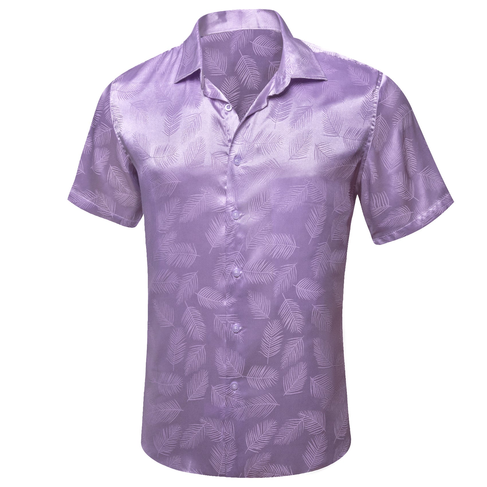 Barry.wang Purple Feather Short Sleeves Shirt