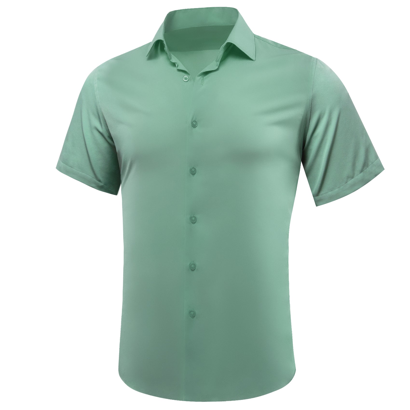 Barry.wang Green Solid Short Sleeves Shirt