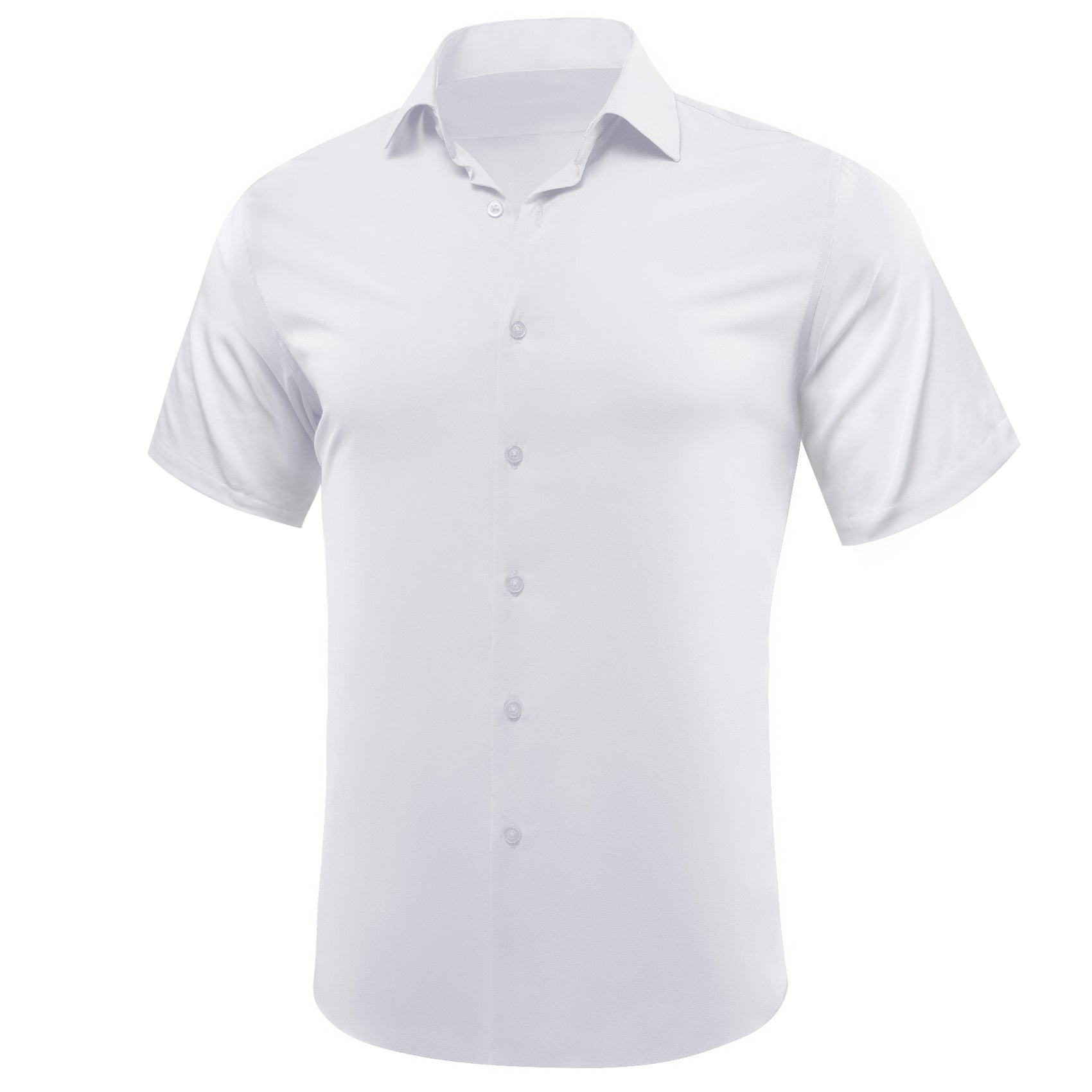 Barry.wang White Solid Short Sleeves Shirt