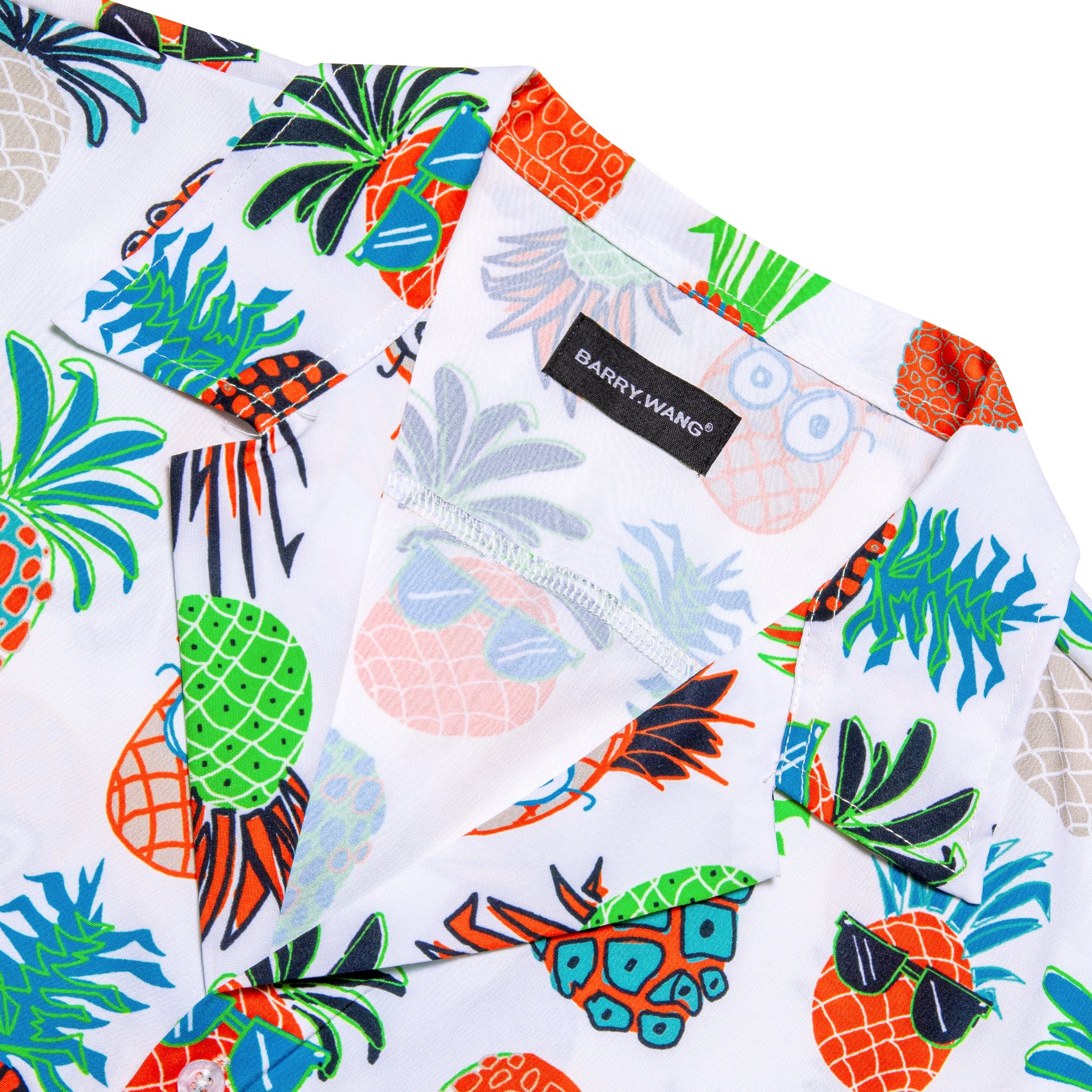 White Floral Pattern Short Sleeves Summer Hawaii Shirt