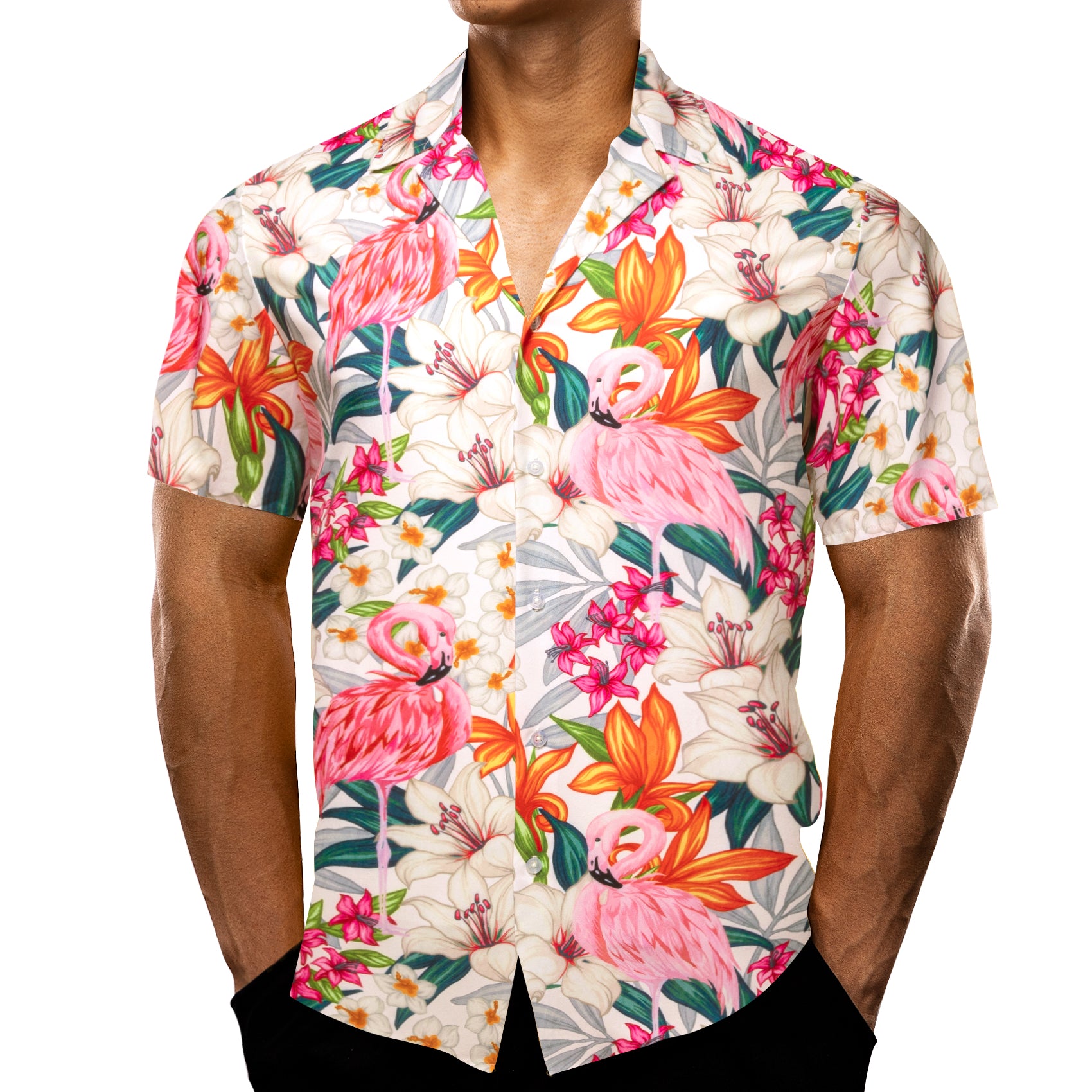 Men's Colorful Floral Pattern Short Sleeves Summer Hawaii Shirt