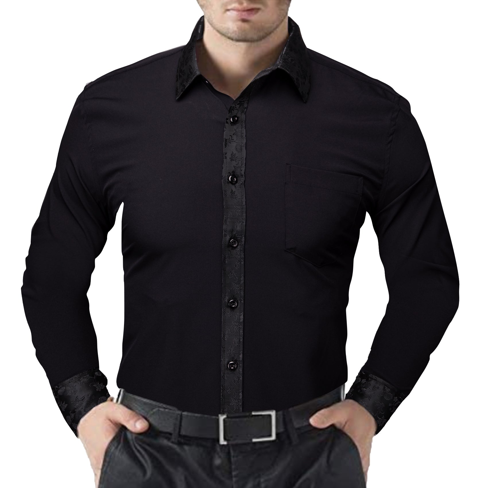 satin black dress shirt