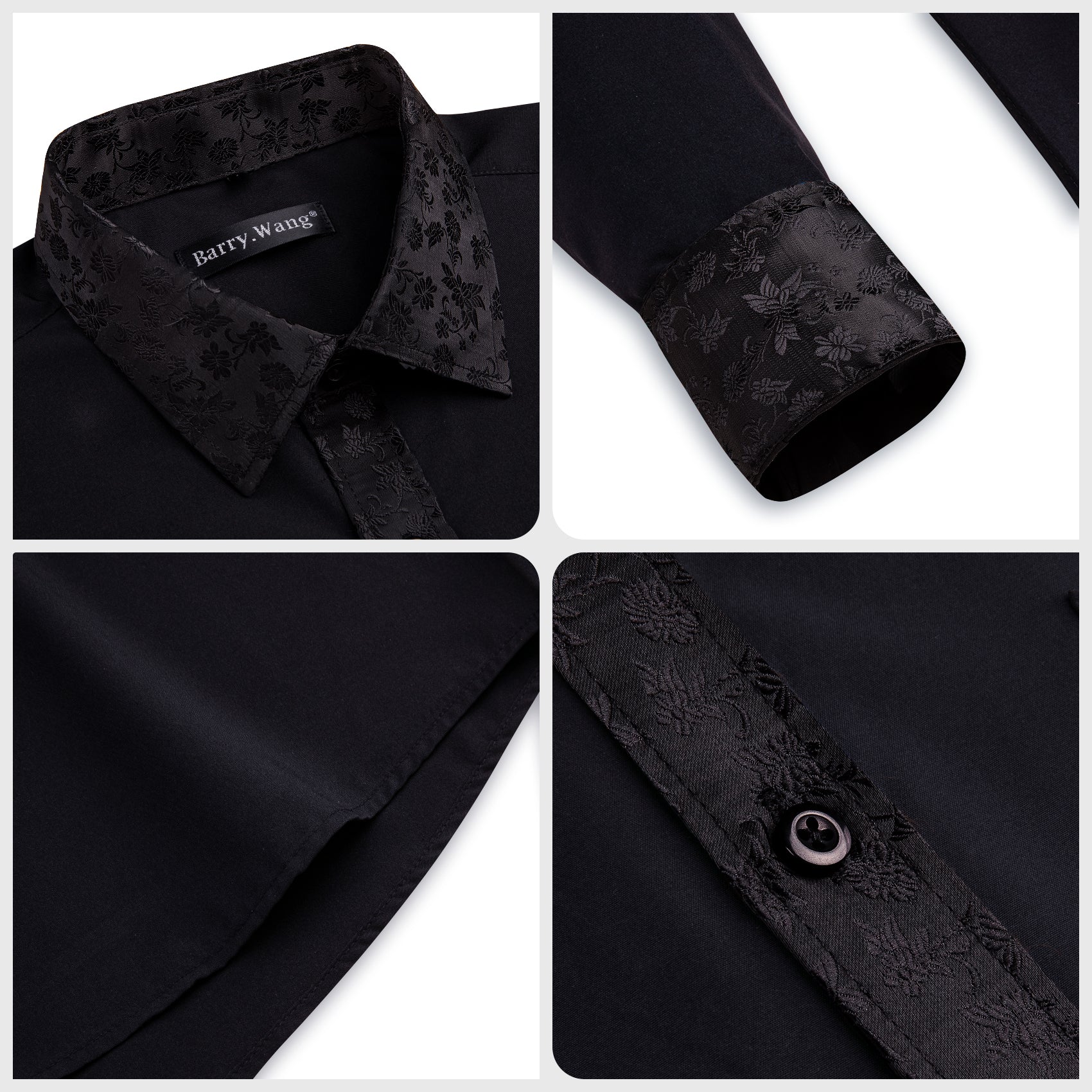 mens black silk shirt long sleeve