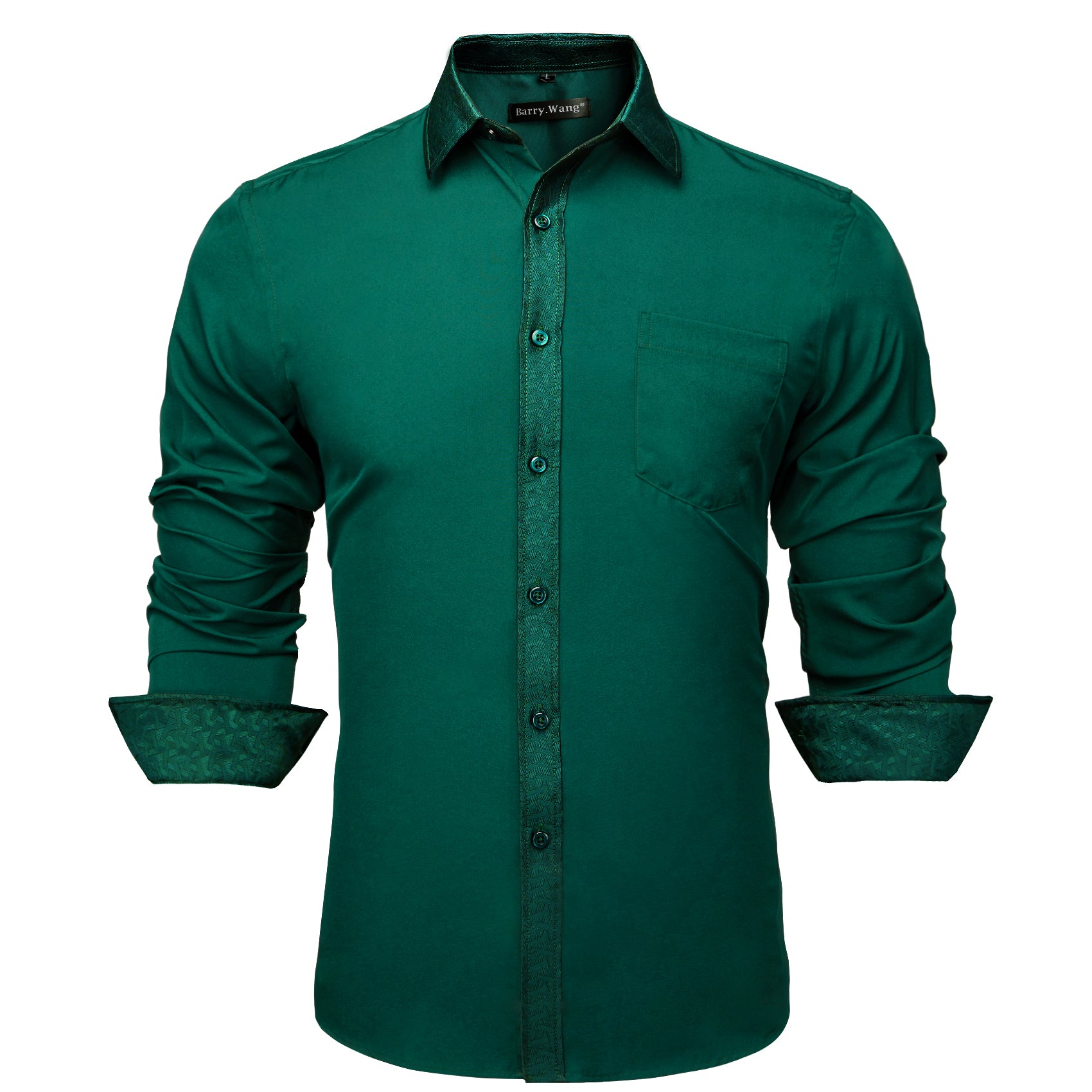 Barry.wang Fashion Green Splicing Men's Business Shirt