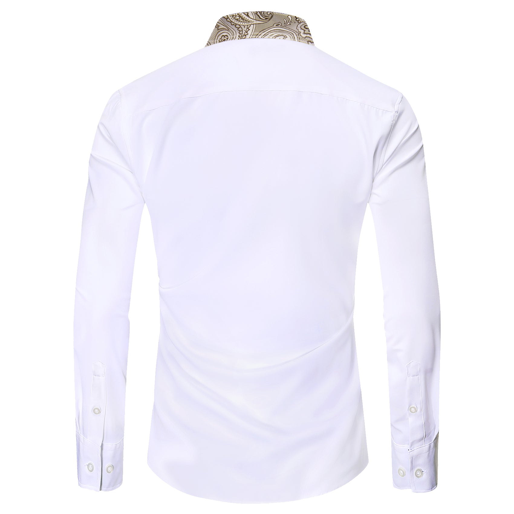 Barry.wang White Linen Splicing Men's Business Shirt