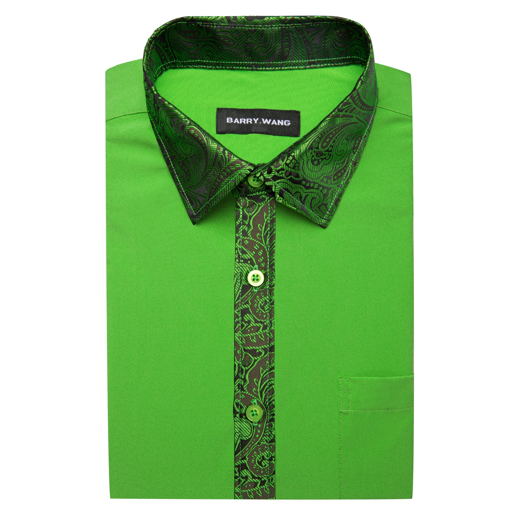 Barry.wang Light Green Splicing Men's Business Shirt