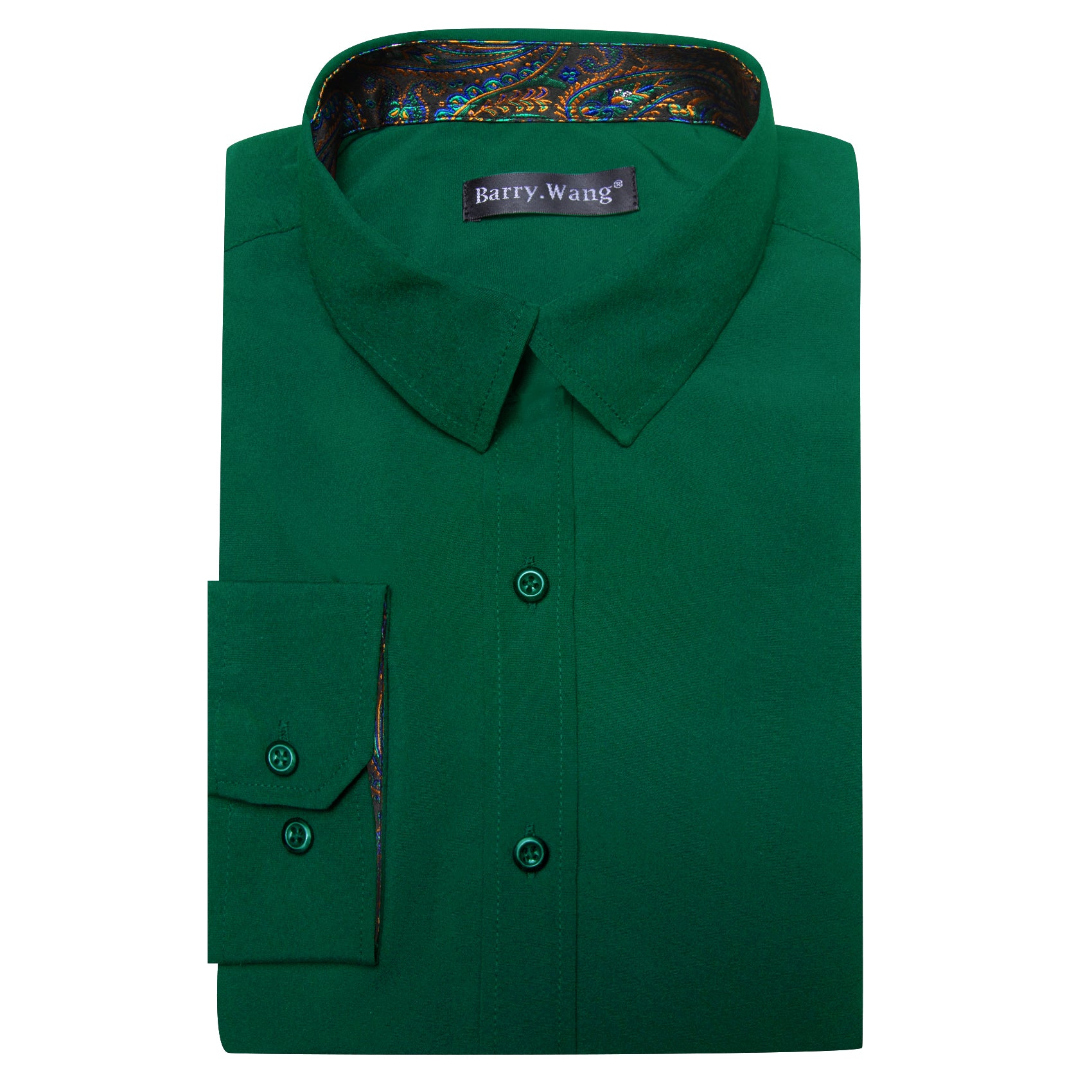 Barry.wang Formal Green Blue Splicing Men's Business Shirt