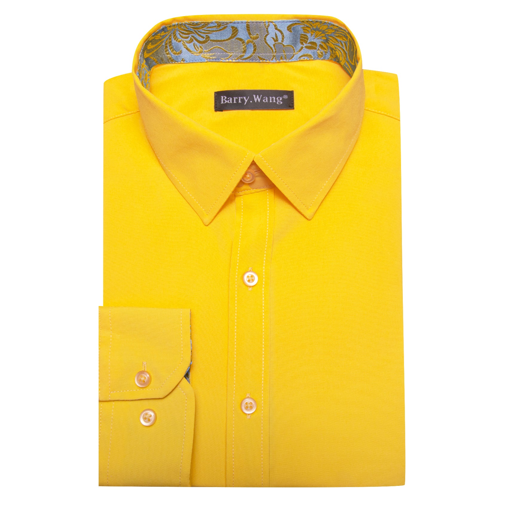 Barry.wang Formal Yellow Blue Splicing Men's Business Shirt