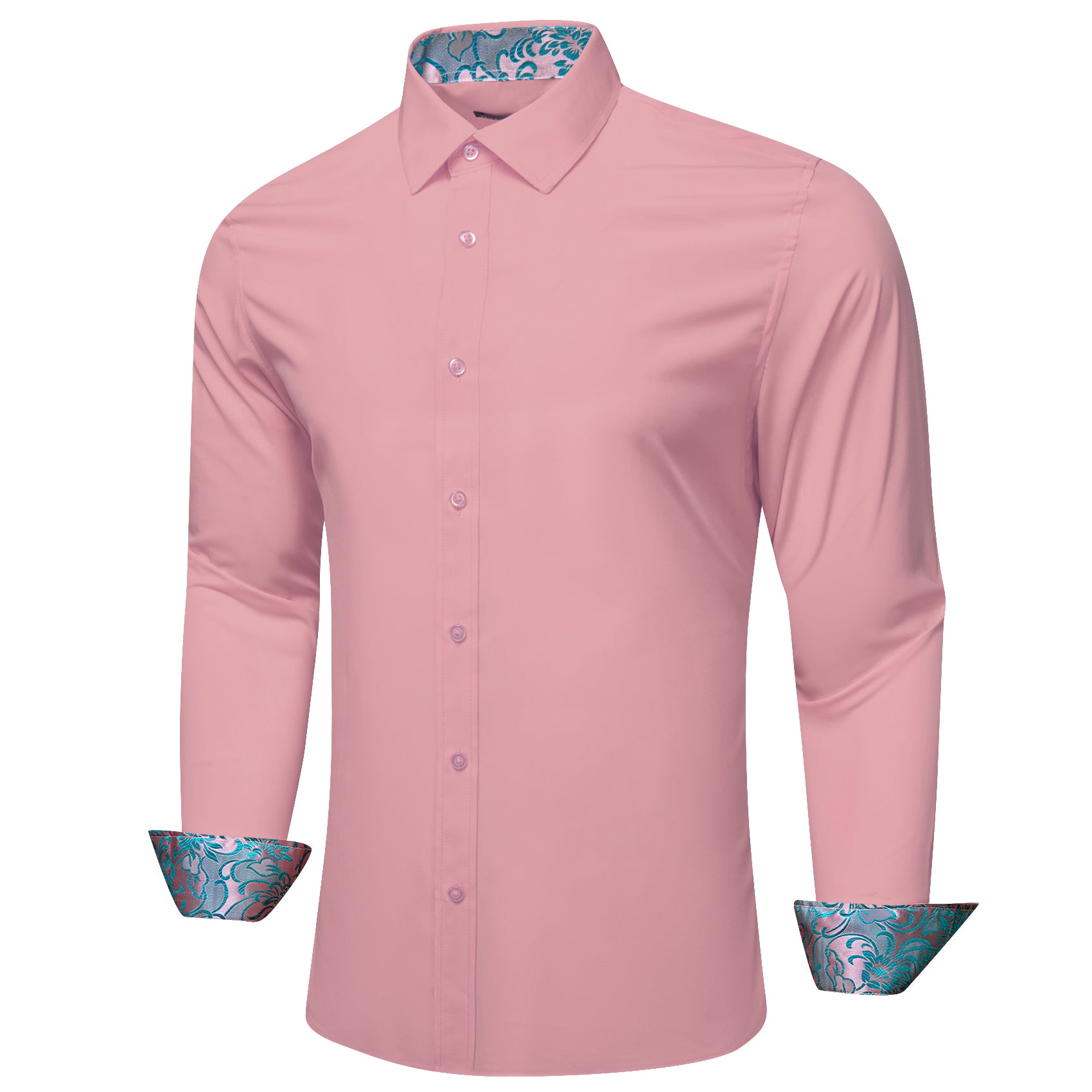 Barry.wang Formal Pink Blue Splicing Men's Business Shirt