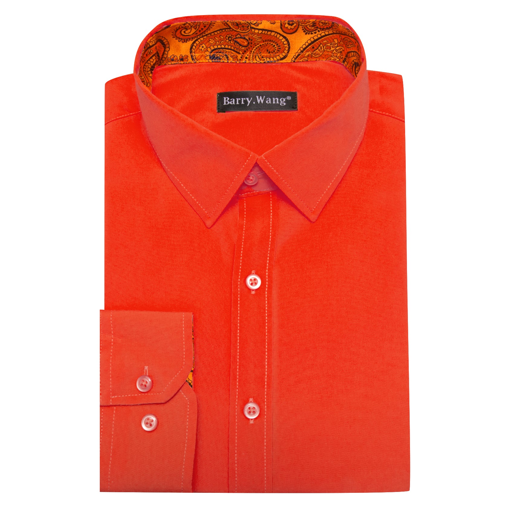 Barry Wang Formal OrangeRed Chocolate Splicing Men's Business Shirt