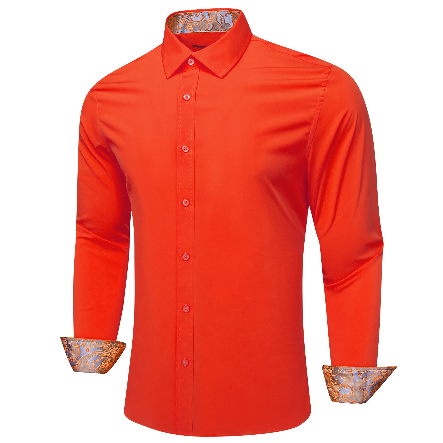 Barry.wang Formal Red Orange Splicing Men's Business Shirt