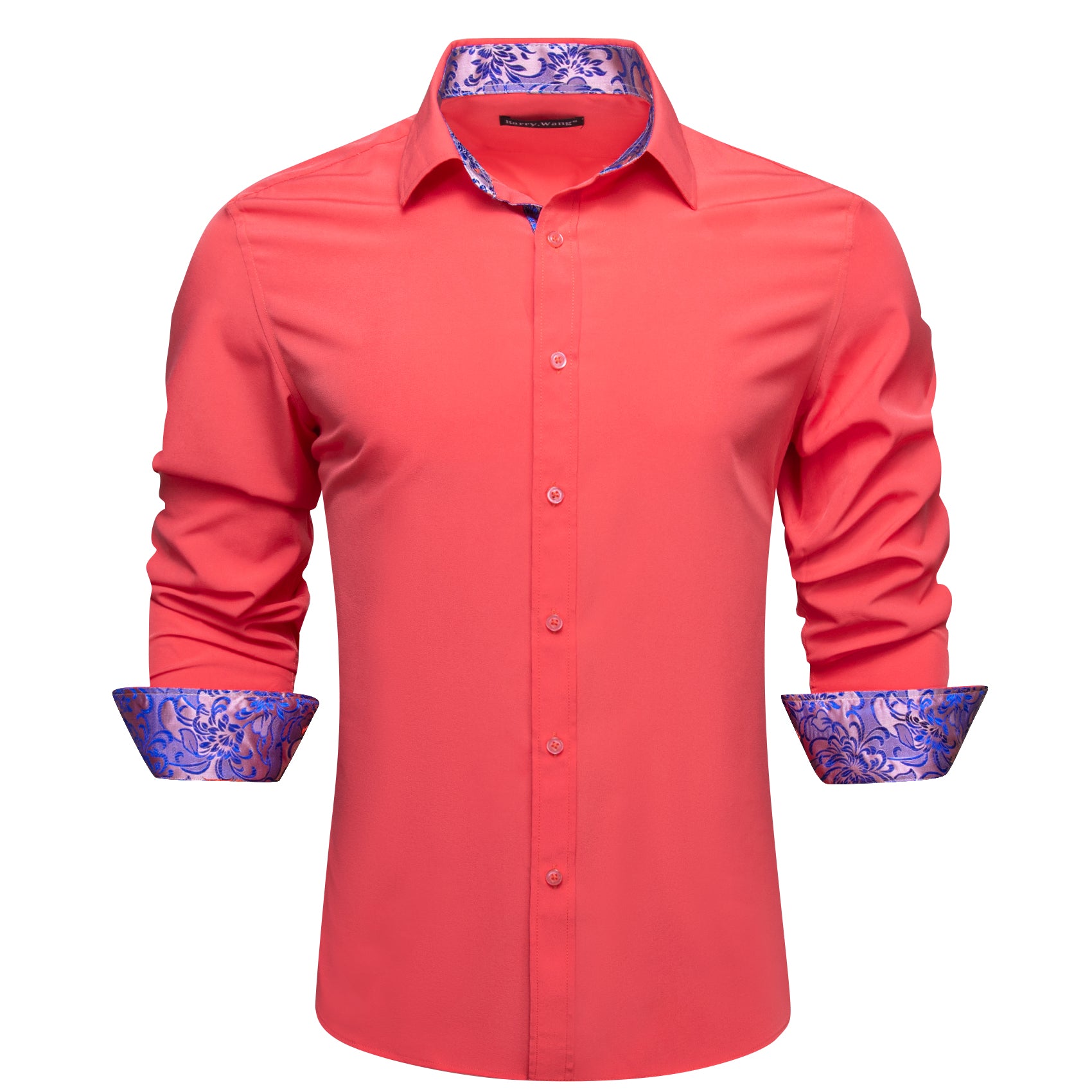 Barry.wang Formal Indian Red Purple Splicing Men's Business Shirt