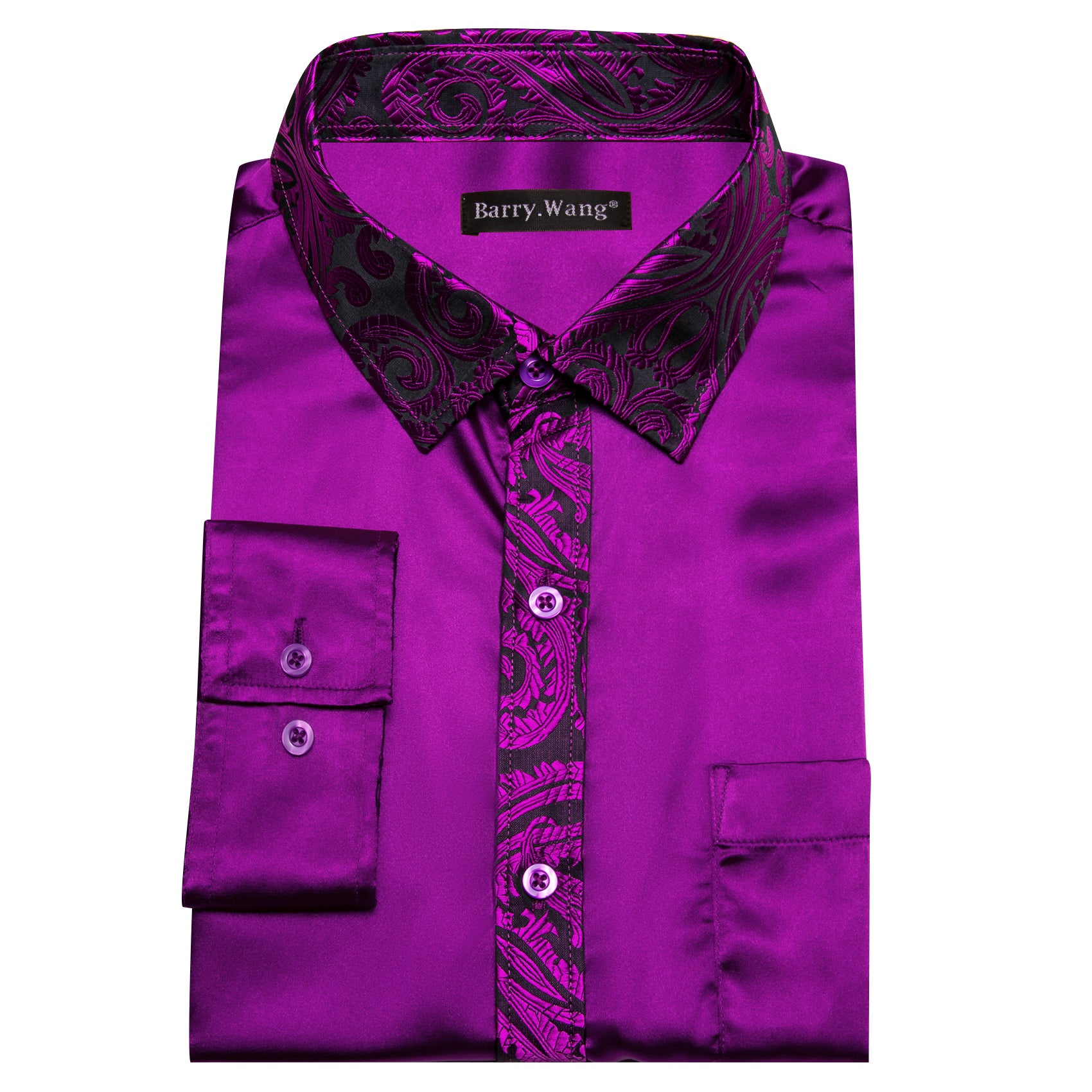 Barry.wang Purple Splicing Men Business Shirt