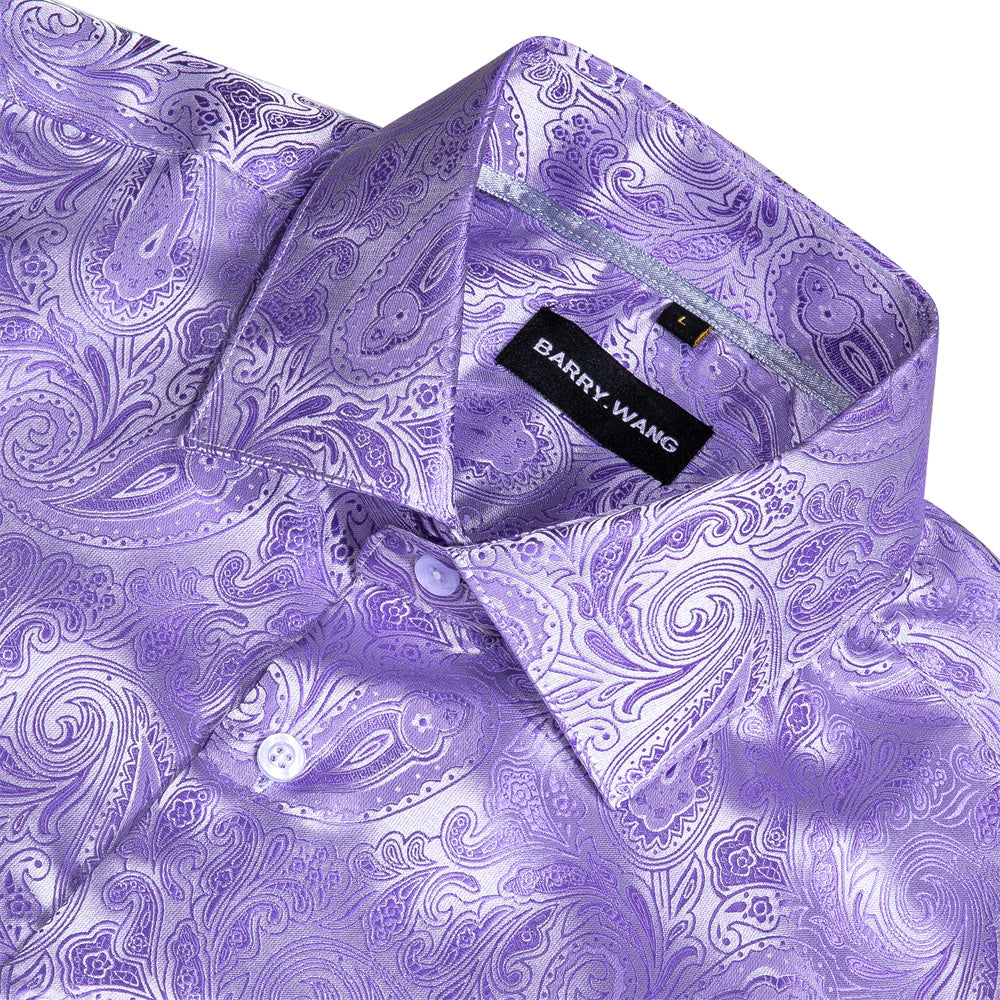 Barry. Wang Mens Lavender Dress Shirt Paisley Silk Long Sleeve Button Down Formal Shirts, M Barry. Wang Mens Lavender Dress Shirt Paisley Silk Long Sleeve Button Down Formal Shirts, M