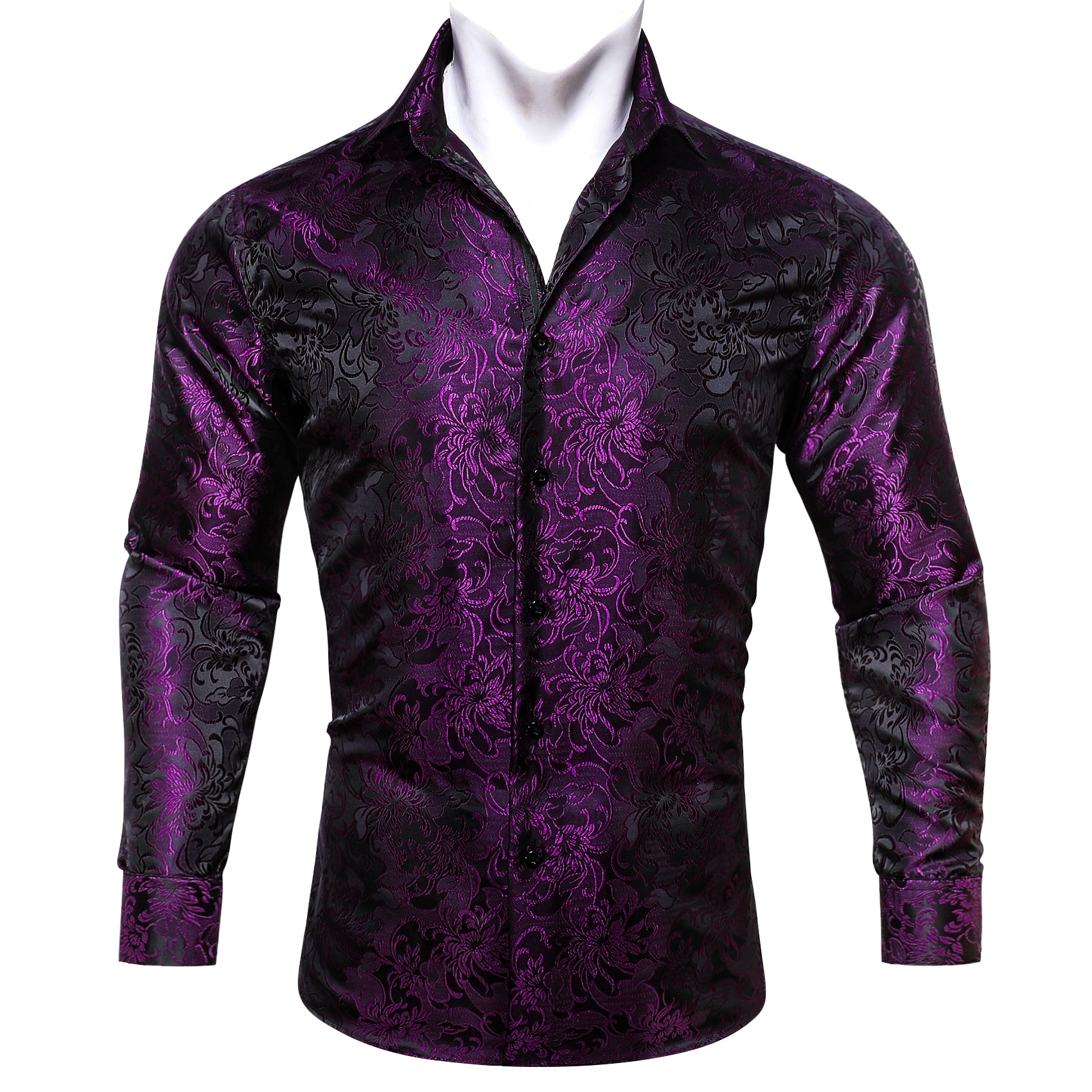 Dark Purple Paisley Shirt Silk Men's Windsor Collar Shirt