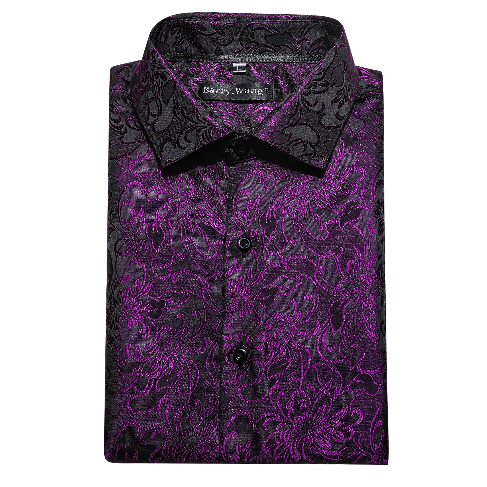Barry.wang Purple Paisley Silk Men's Shirt